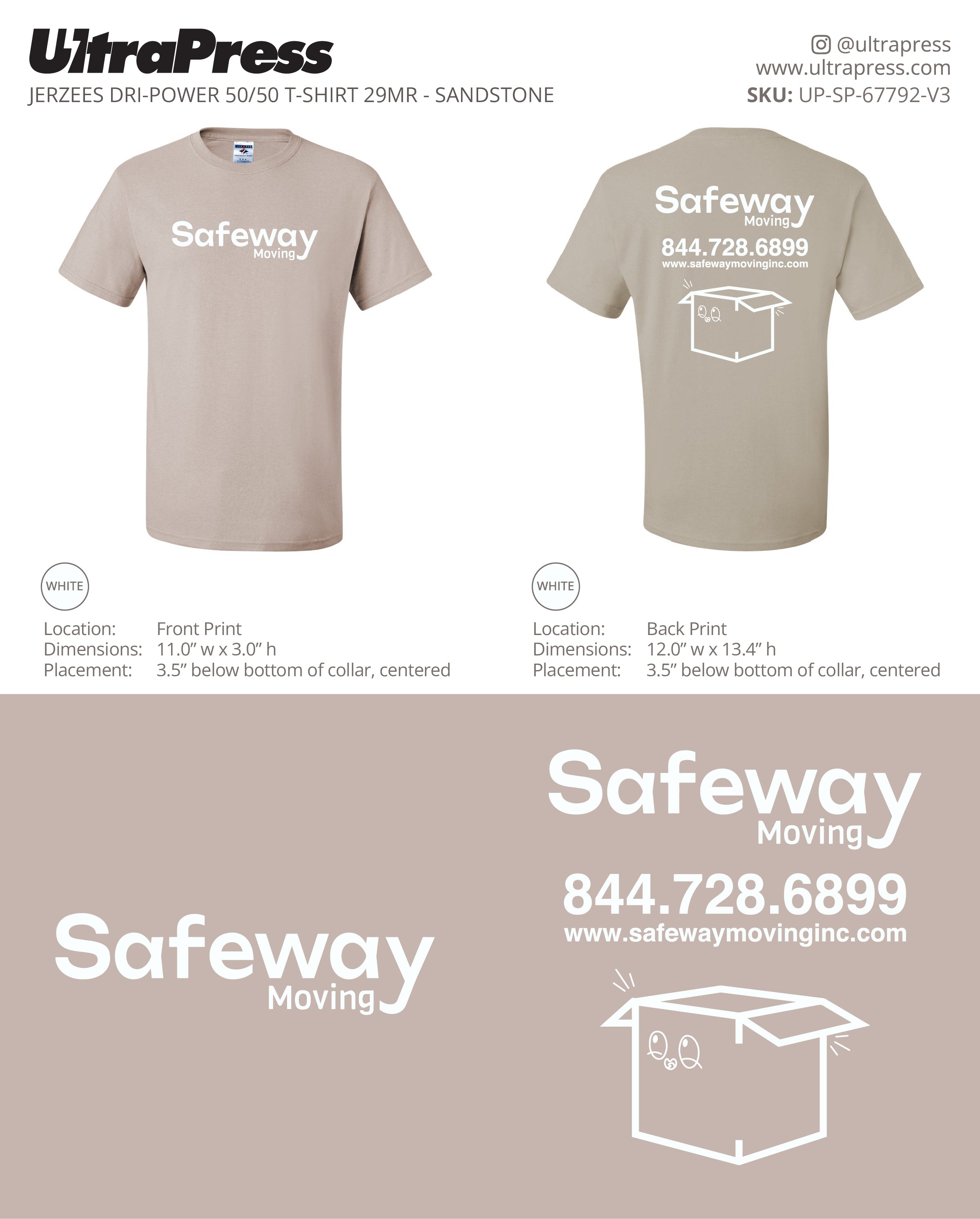 UP-SP-67792 Safeway Moving - Jerzees 50/50 Tee - 100 Min Qty (Bulk)