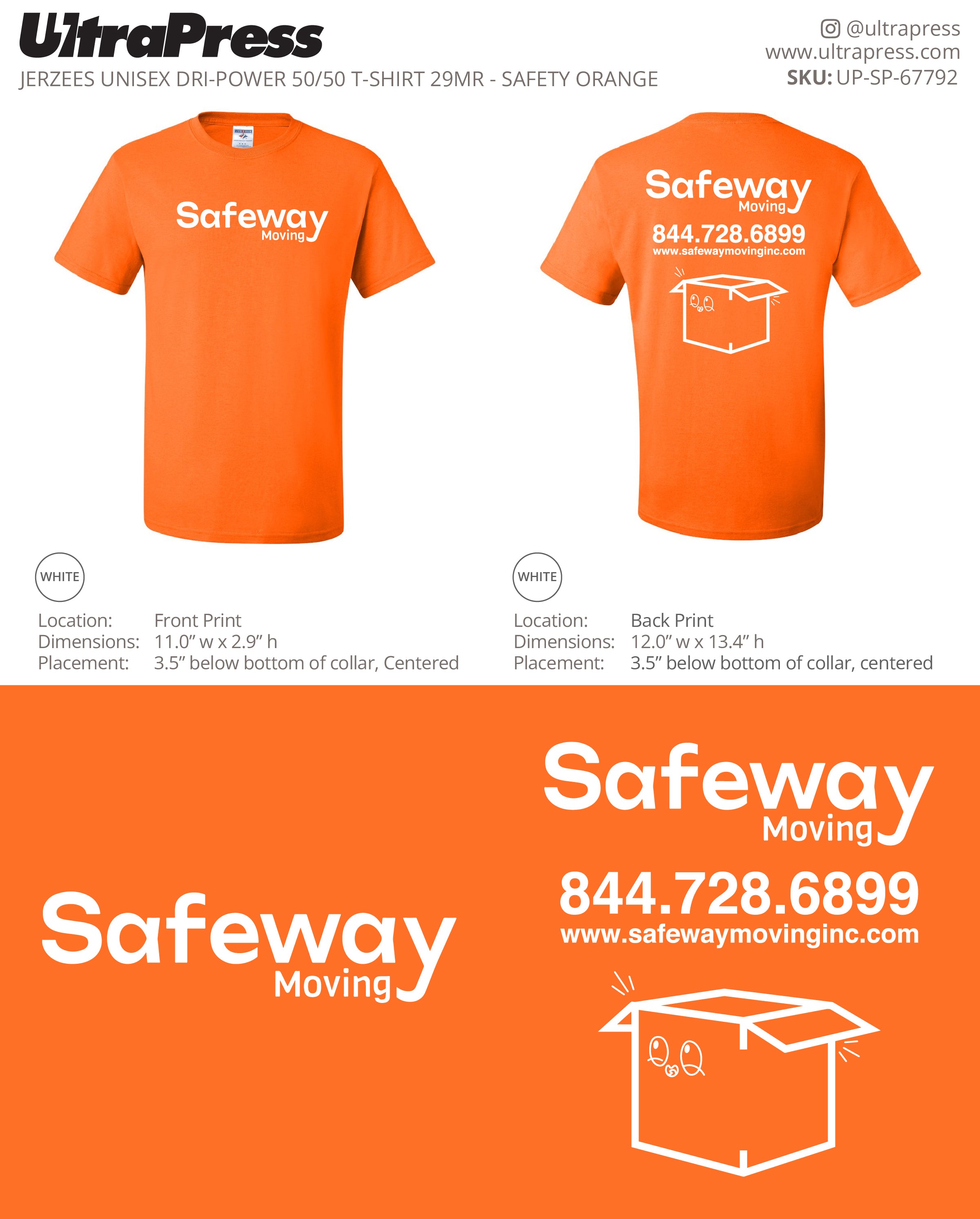 UP-SP-67792 Safeway Moving - Jerzees 50/50 Tee - 100 Min Qty (Bulk)