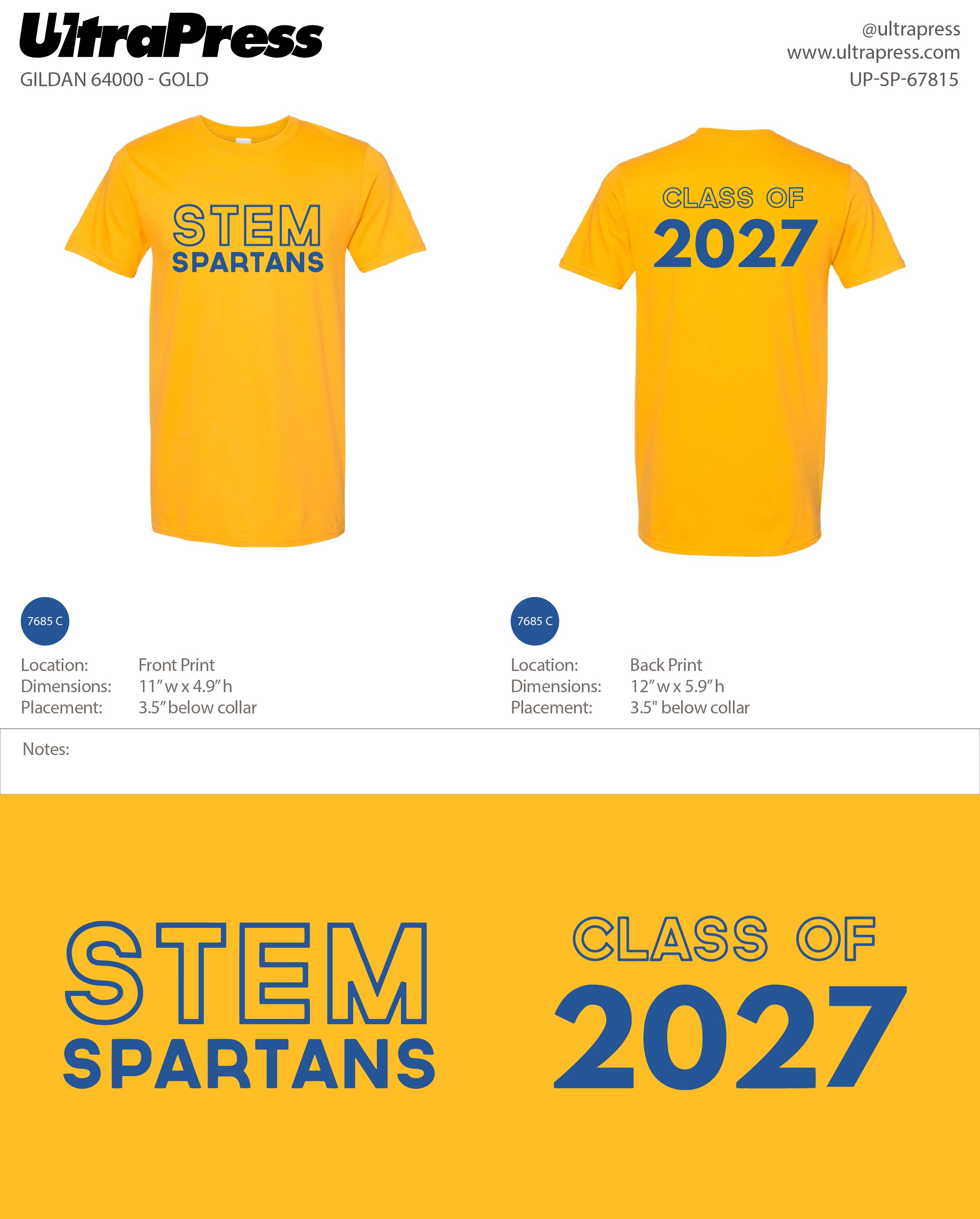 UP-SP-67815 STEM Class of 2027 Spartans School Logo 100 Min Qty (BULK-EXPEDITED)