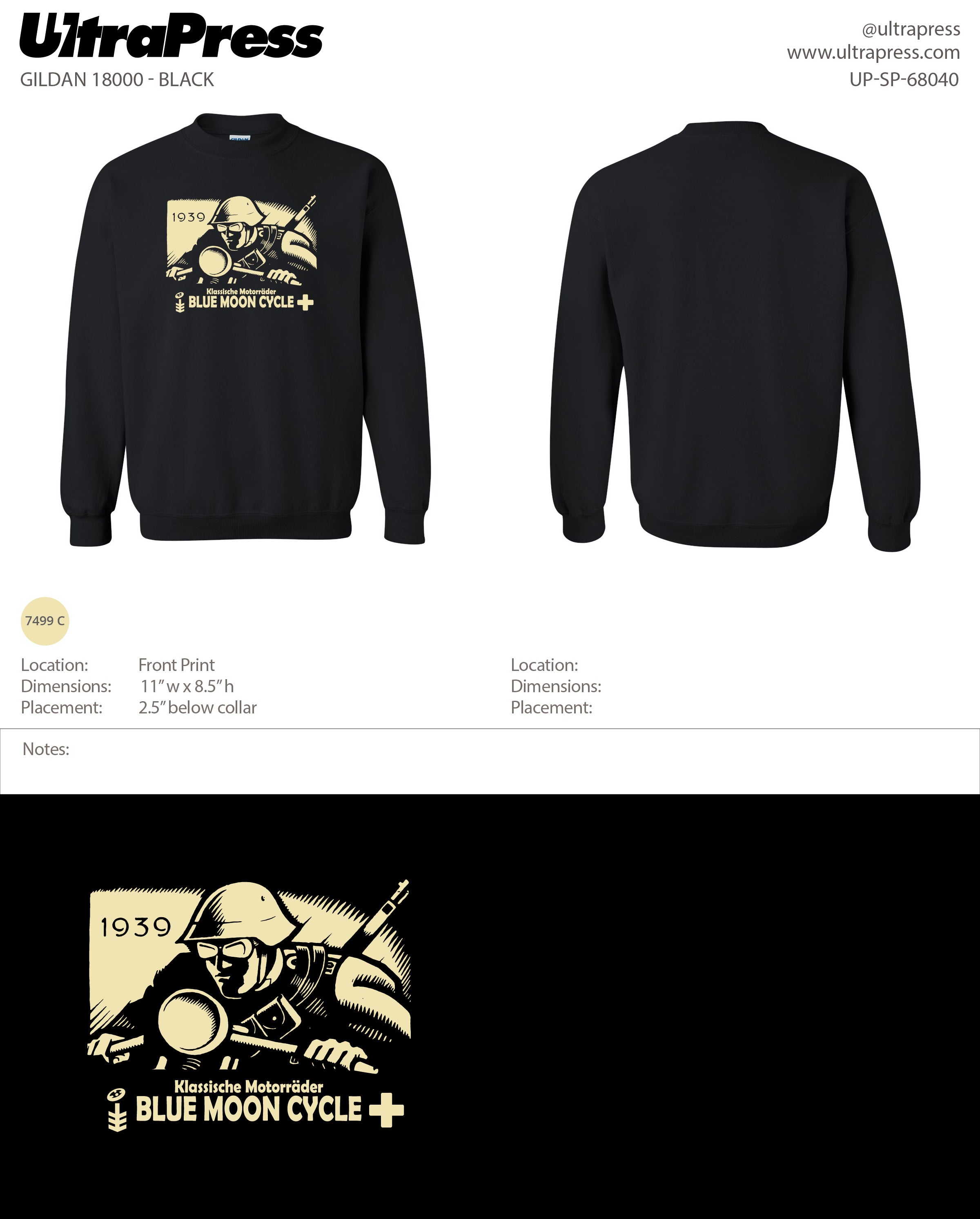 UP-SP-68040 Blue Moon Cycle Sweathirt - John Landstrom 24 Min Qty (Bulk)