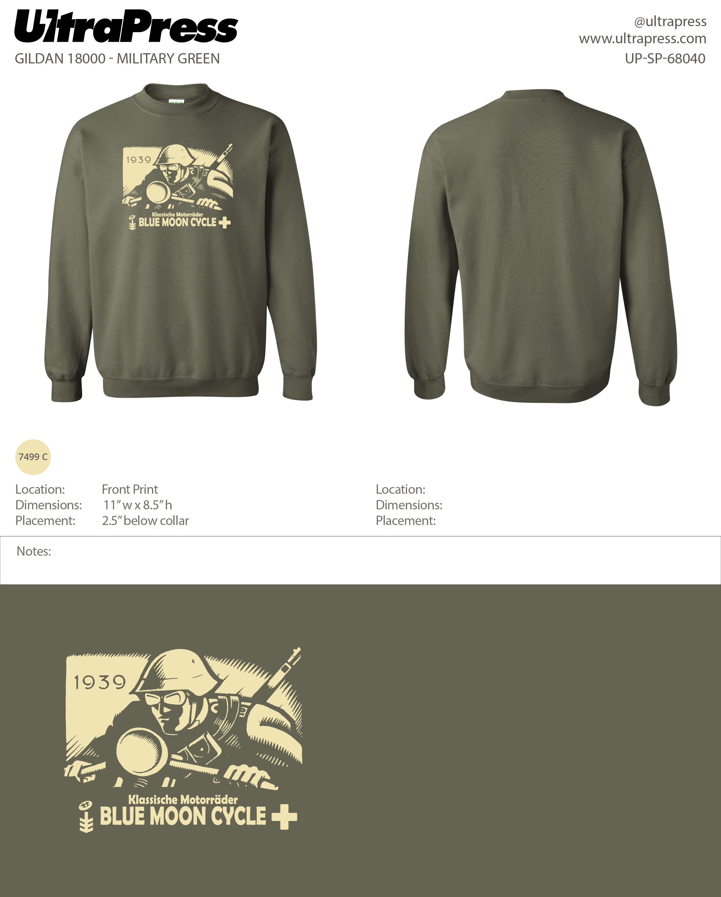 UP-SP-68040 Blue Moon Cycle Sweathirt - John Landstrom 24 Min Qty (Bulk)