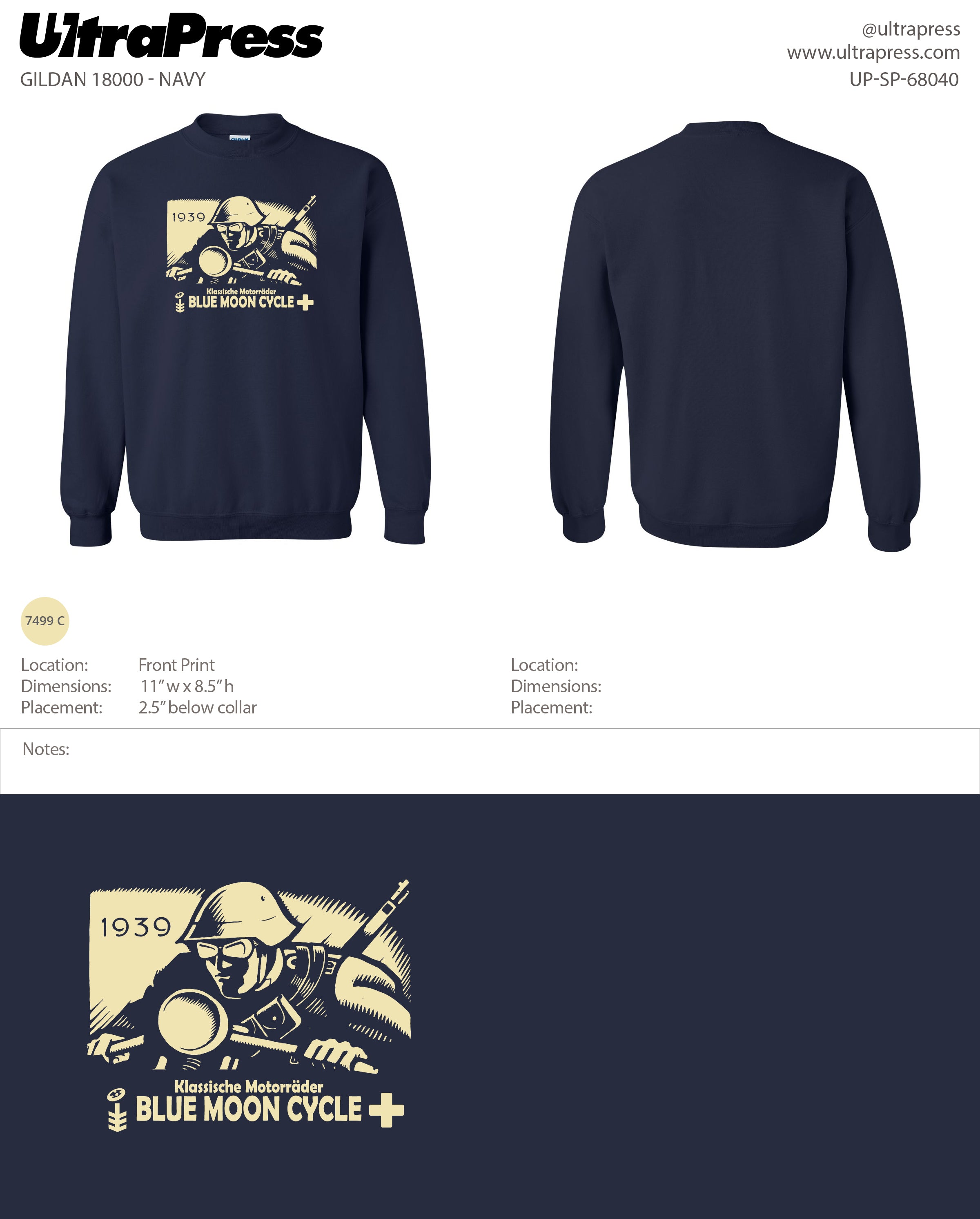 UP-SP-68040 Blue Moon Cycle Sweathirt - John Landstrom 24 Min Qty (Bulk)