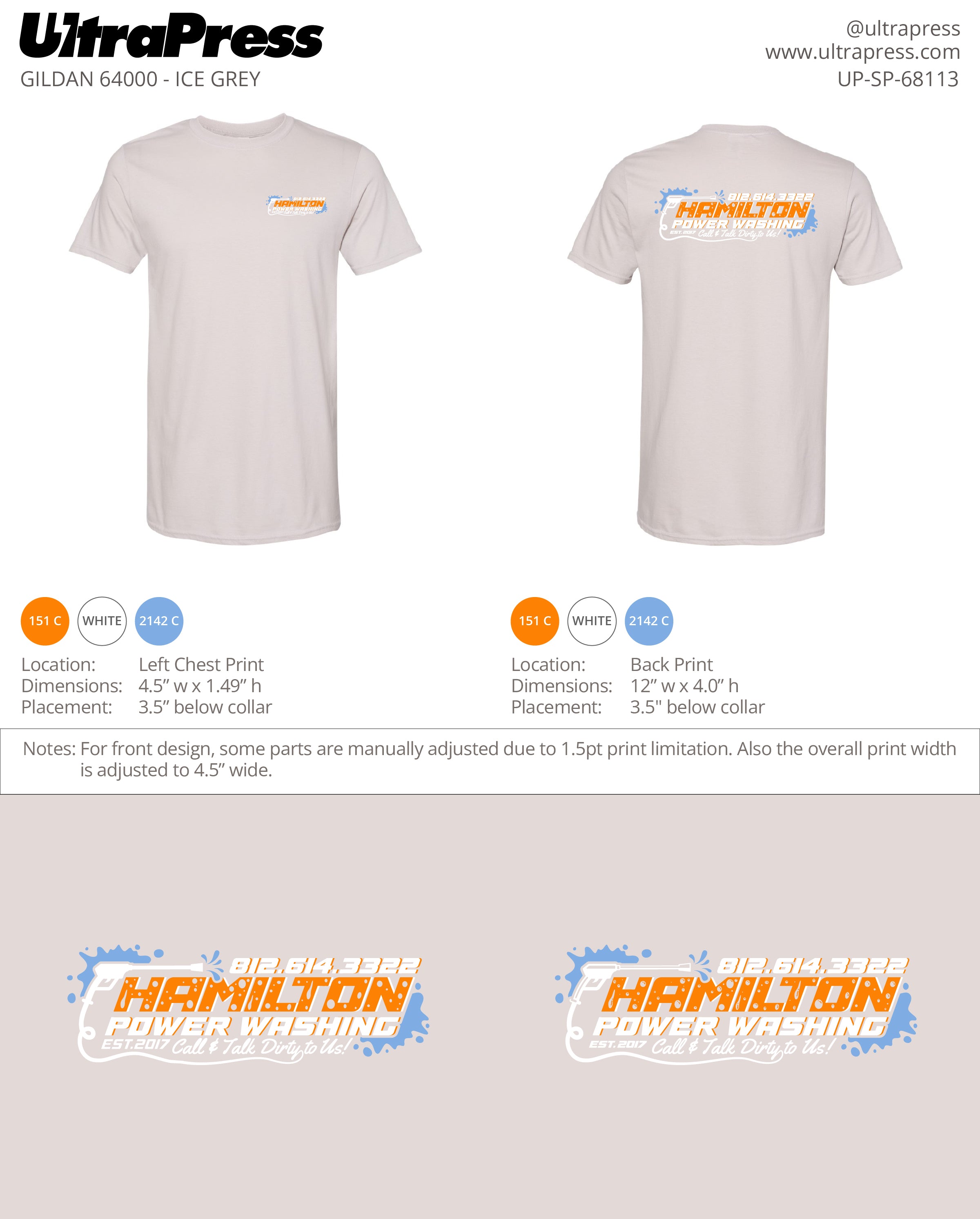 UP-SP-68113 Hamilton Power Washing - Jordan Hamilton (White Ink) 100 Min Qty (Bulk)