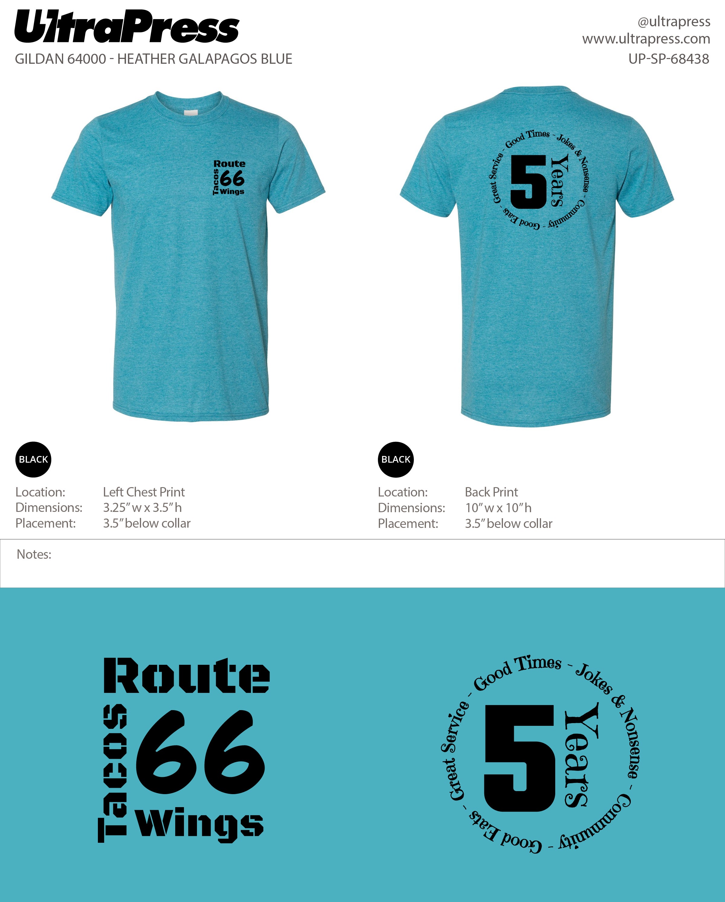 UP-SP-68438 Route 66 Tacos Wings - John Randles 100 Pieces Package (Bulk)