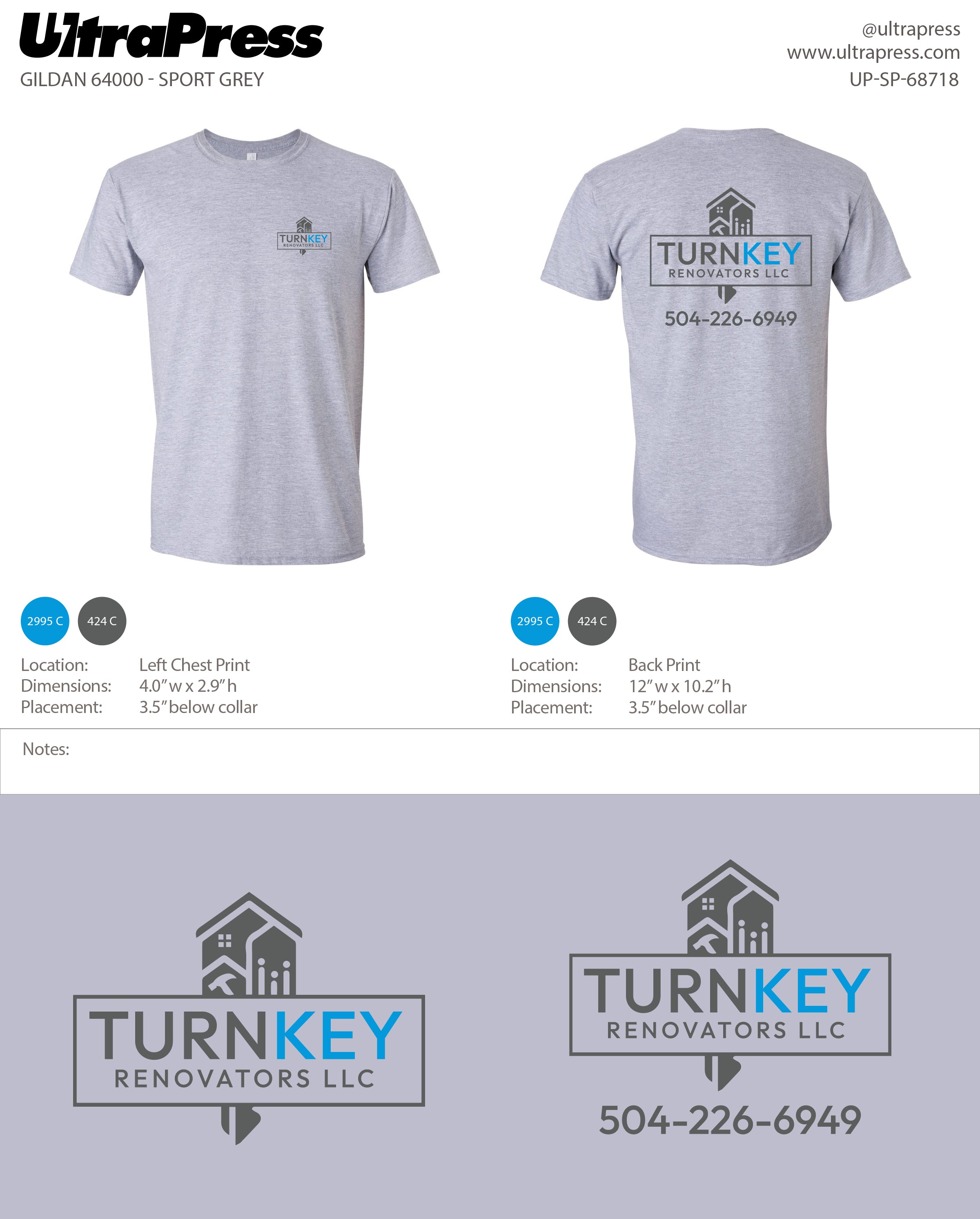 UP-SP-68718 TURNKEY Renovators LLC - Corey Gallagher 100 Min Qty (Bulk)