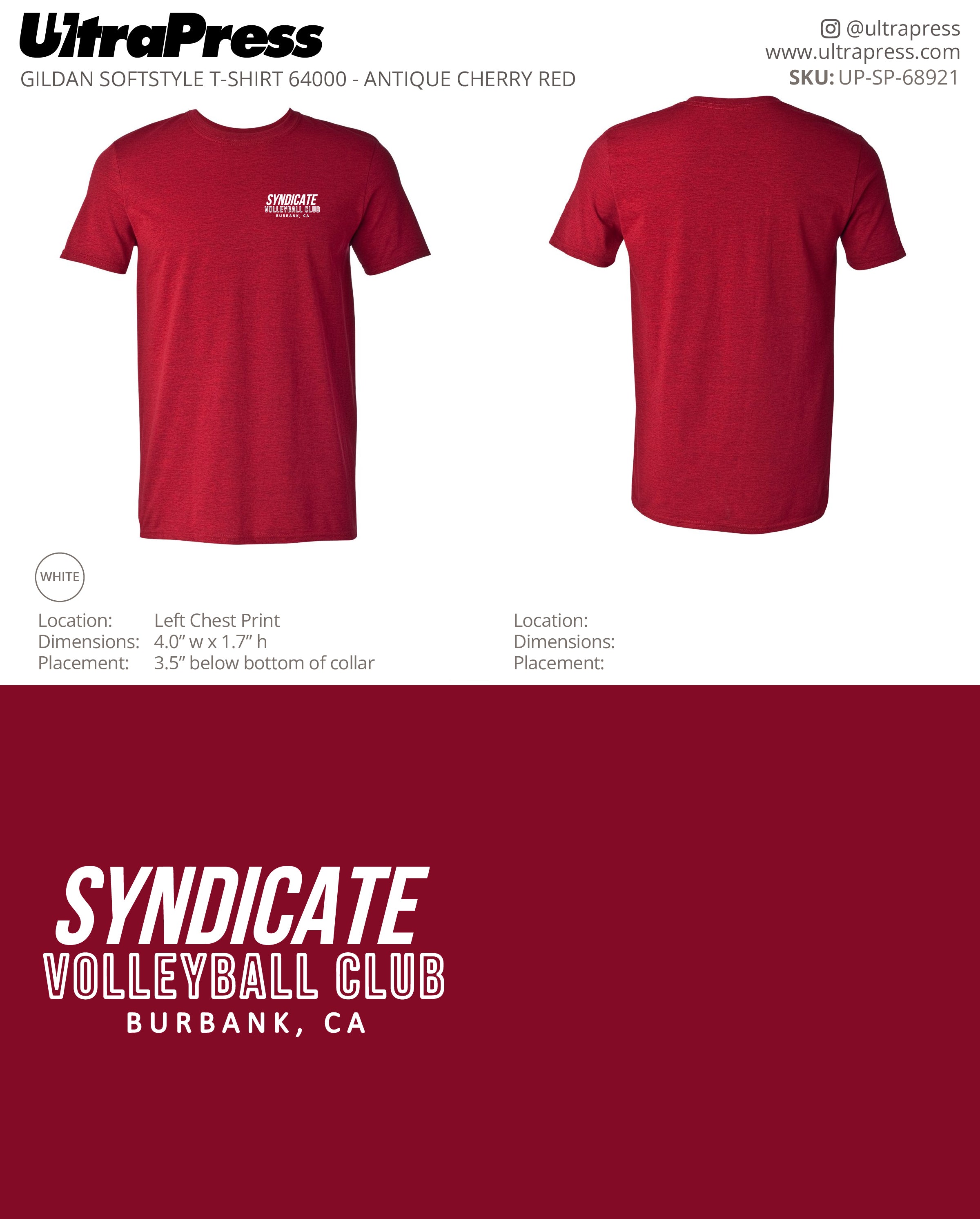 UP-SP-68921 Syndicate Volleyball Antique Cherry Red Shirt - Michael James 100 Min Qty (Bulk)