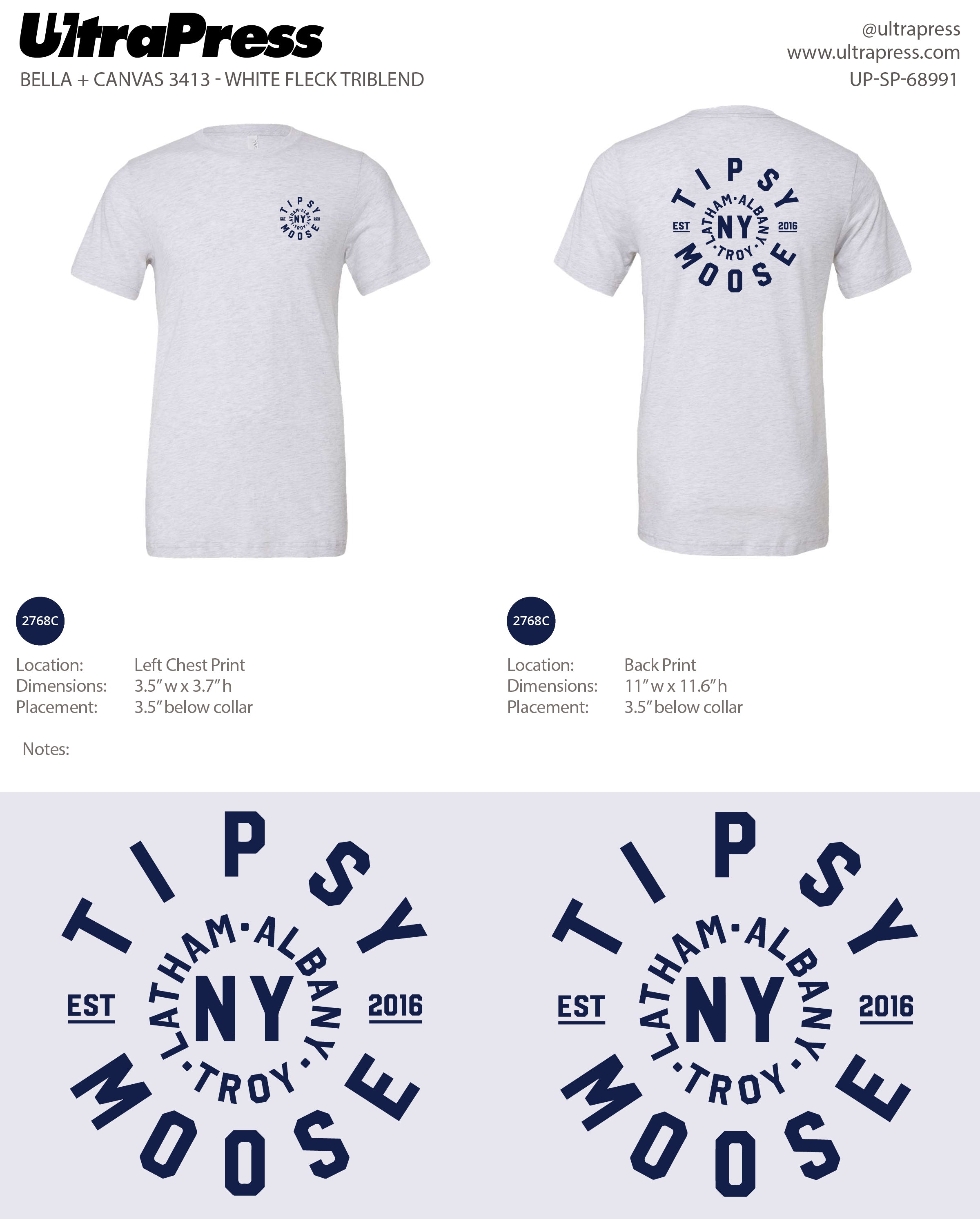 UP-SP-68991 Tipsy Moose Circle Left Logo (Navy Ink) 72 Min Qty (Bulk)