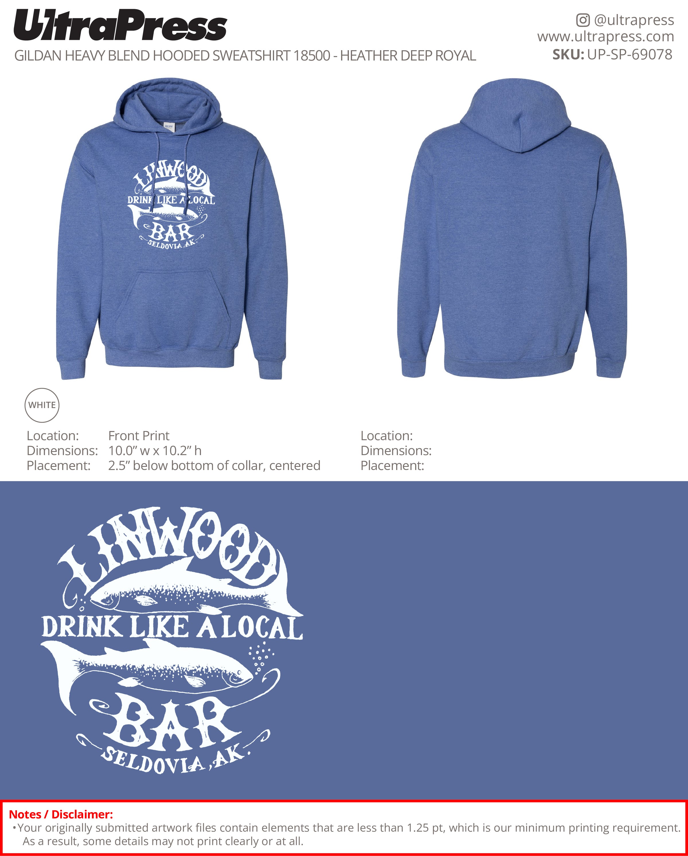 UP-SP-69078 Linwood Hoodies - Stephanie Blanchard 50 Min Qty (Bulk)