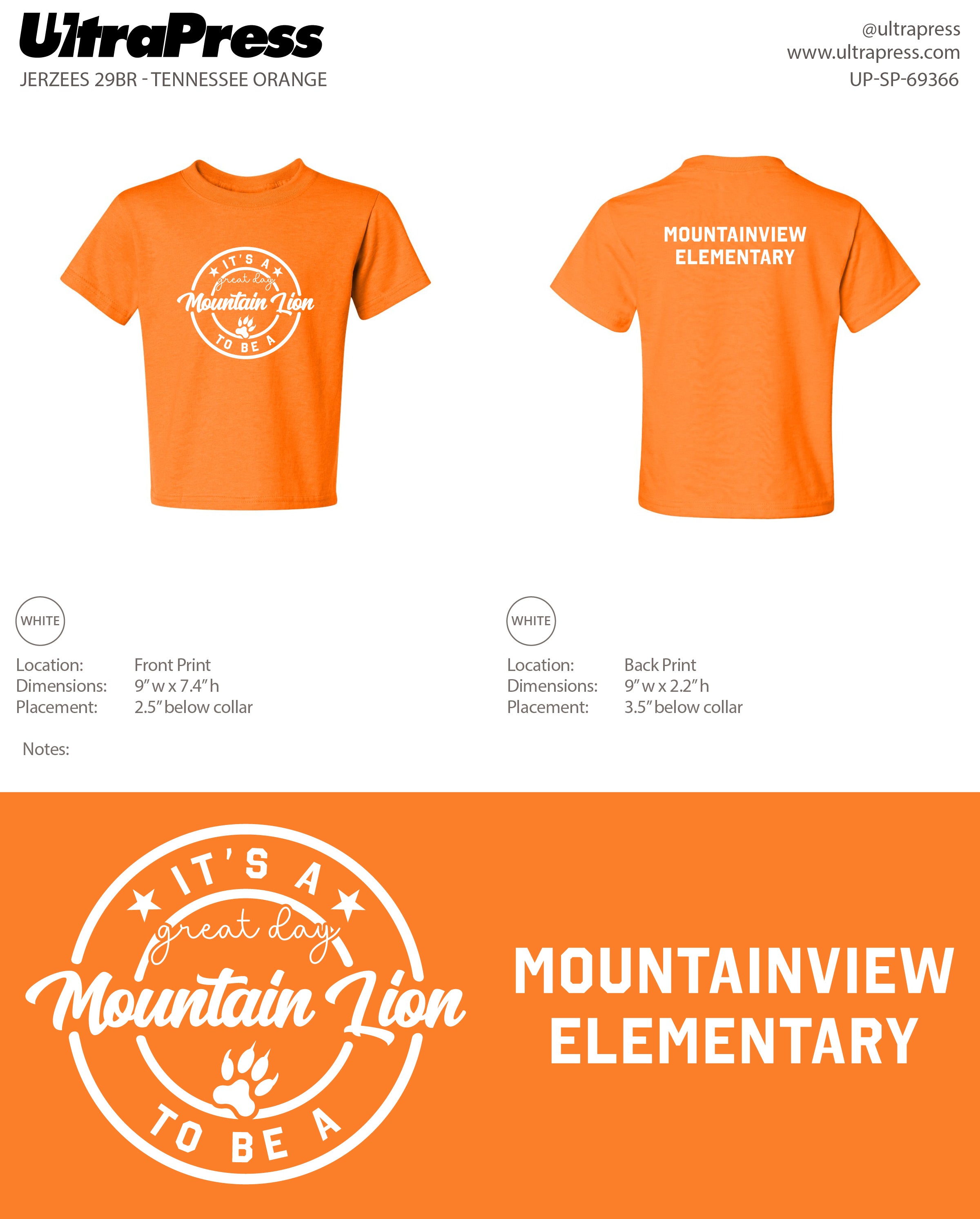 UP-SP-69366 It's a Great Day to be a Mountain Lion - Mountainview Elementary 800 Min Qty (Bulk)