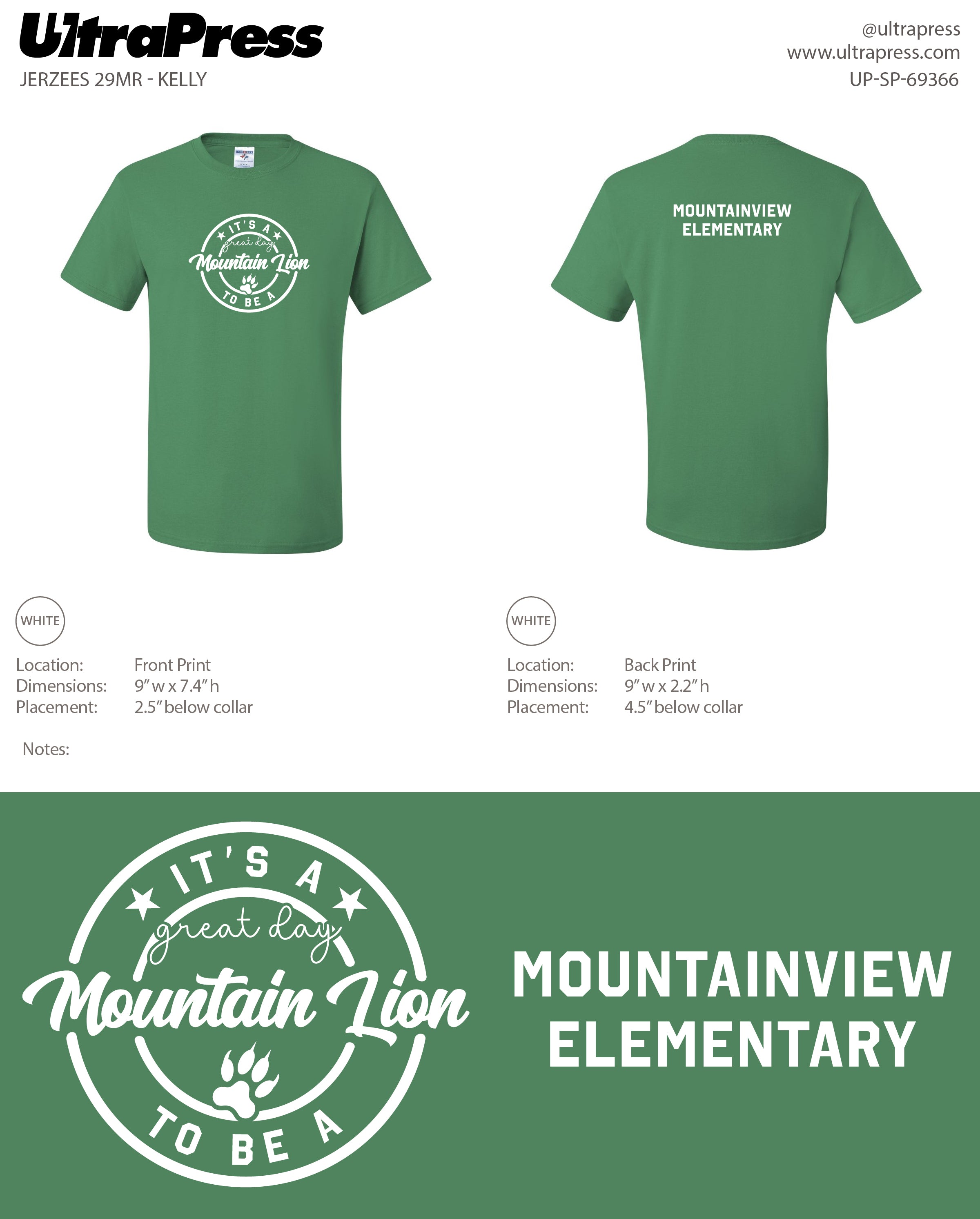 UP-SP-69366 It's a Great Day to be a Mountain Lion - Mountainview Elementary 800 Min Qty (Bulk)