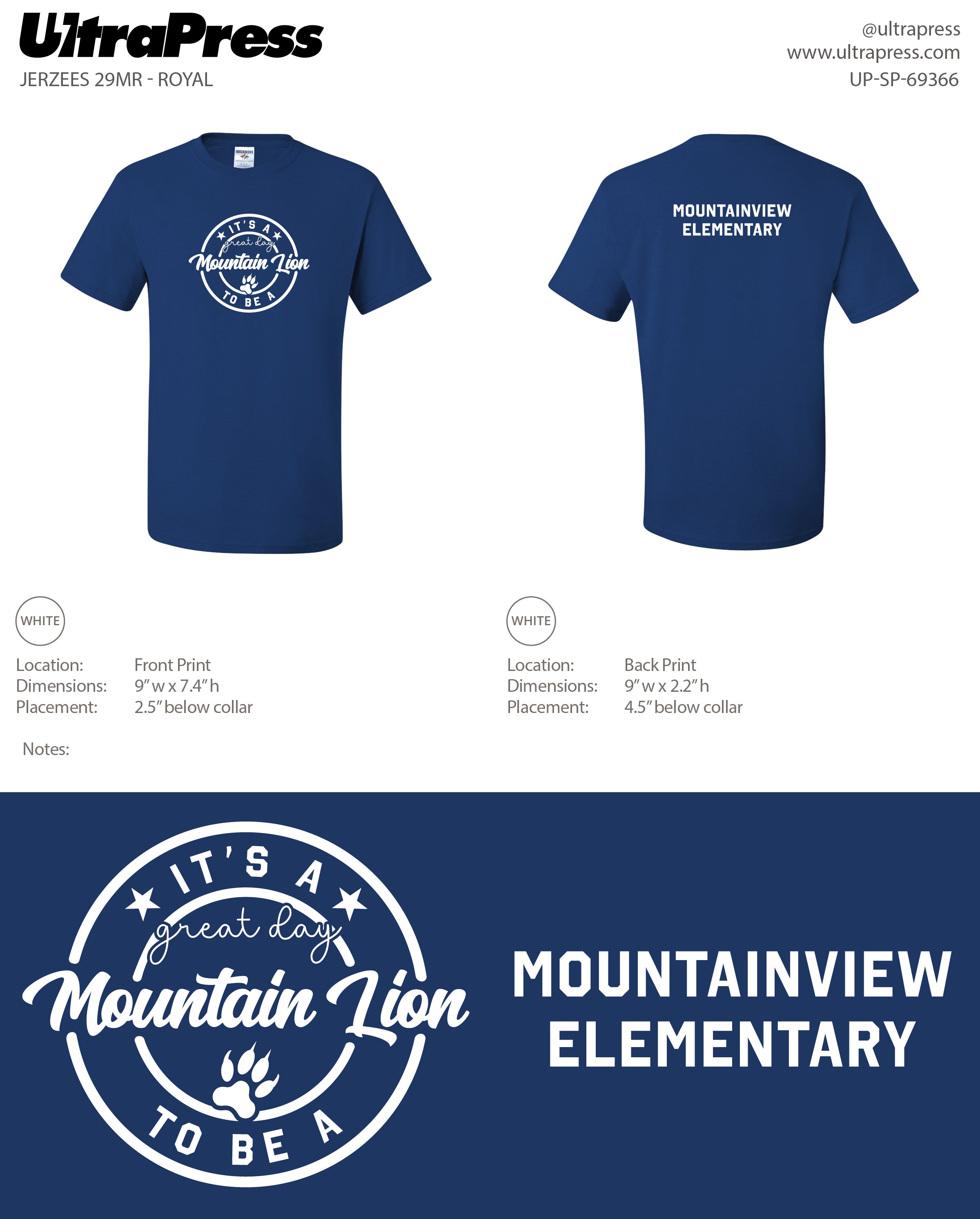 UP-SP-69366 It's a Great Day to be a Mountain Lion - Mountainview Elementary 800 Min Qty (Bulk)