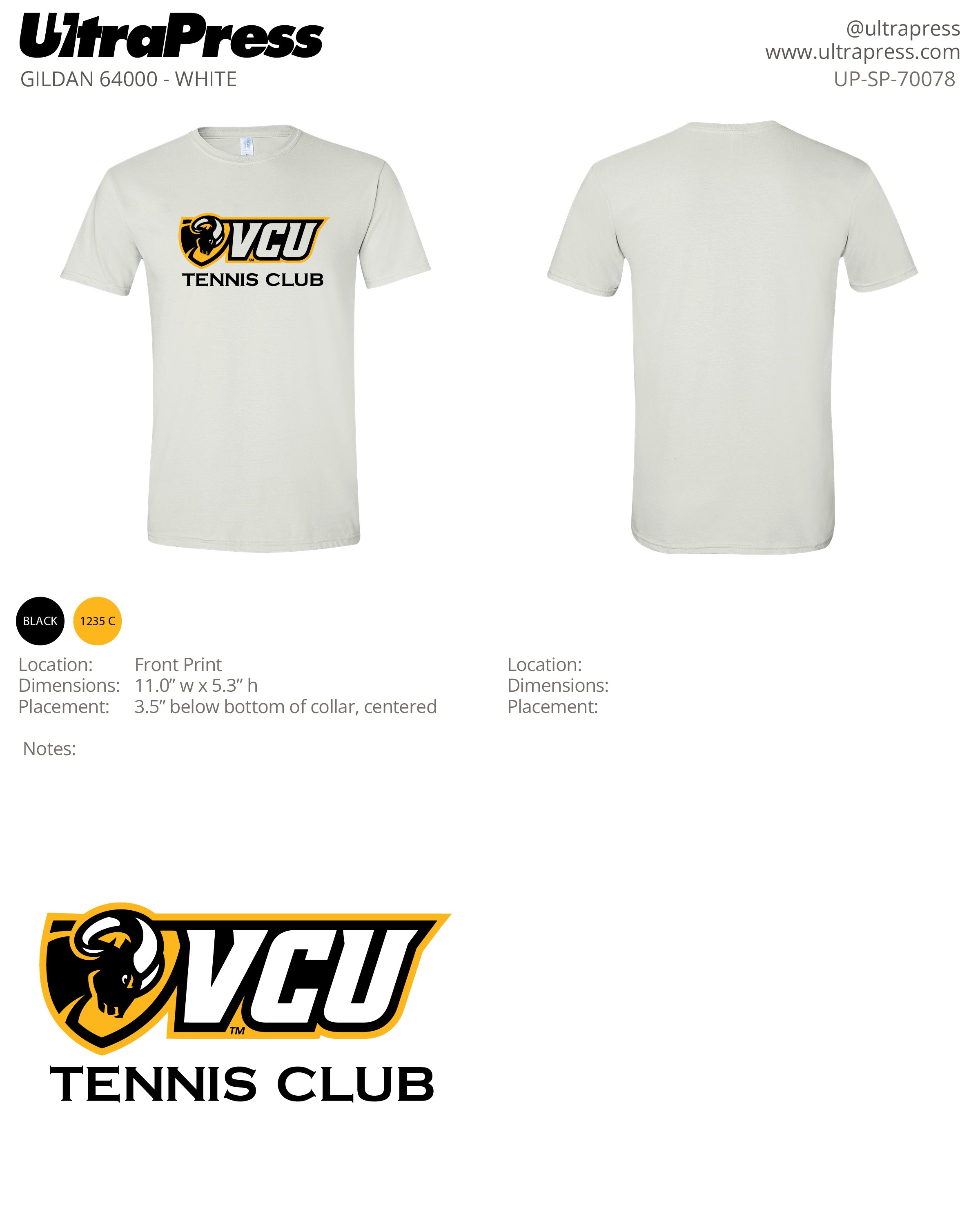 UP-SP-70078 VCU Tennis Club - Valentina Santos 100 Pieces Package (Bulk)