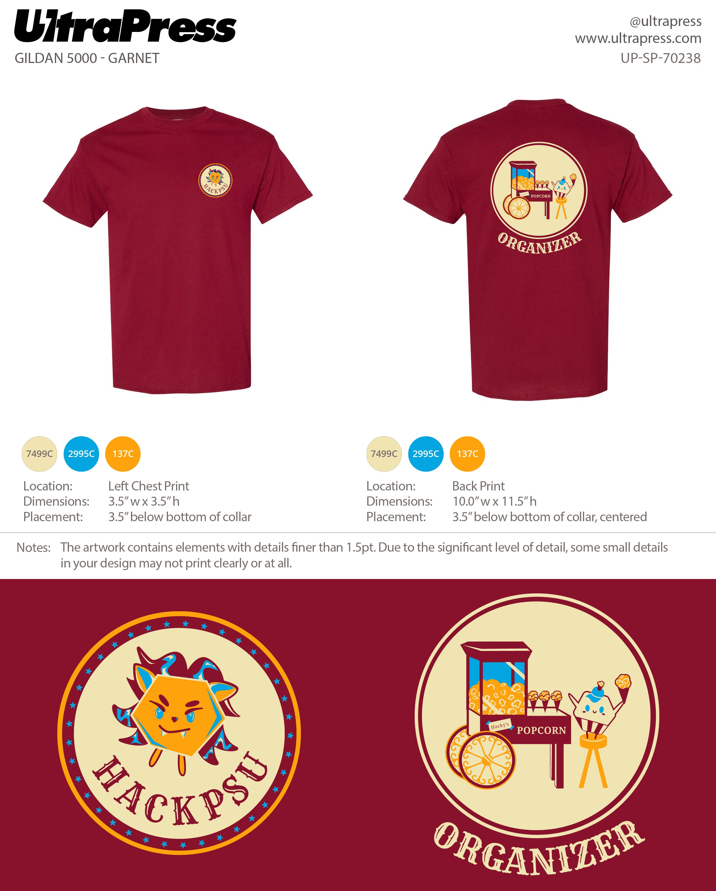 UP-SP-70238 HackPSU Fall '24 Garnet Shirts - Organizer - Bhavya Aplash 70 Min Qty (Bulk)