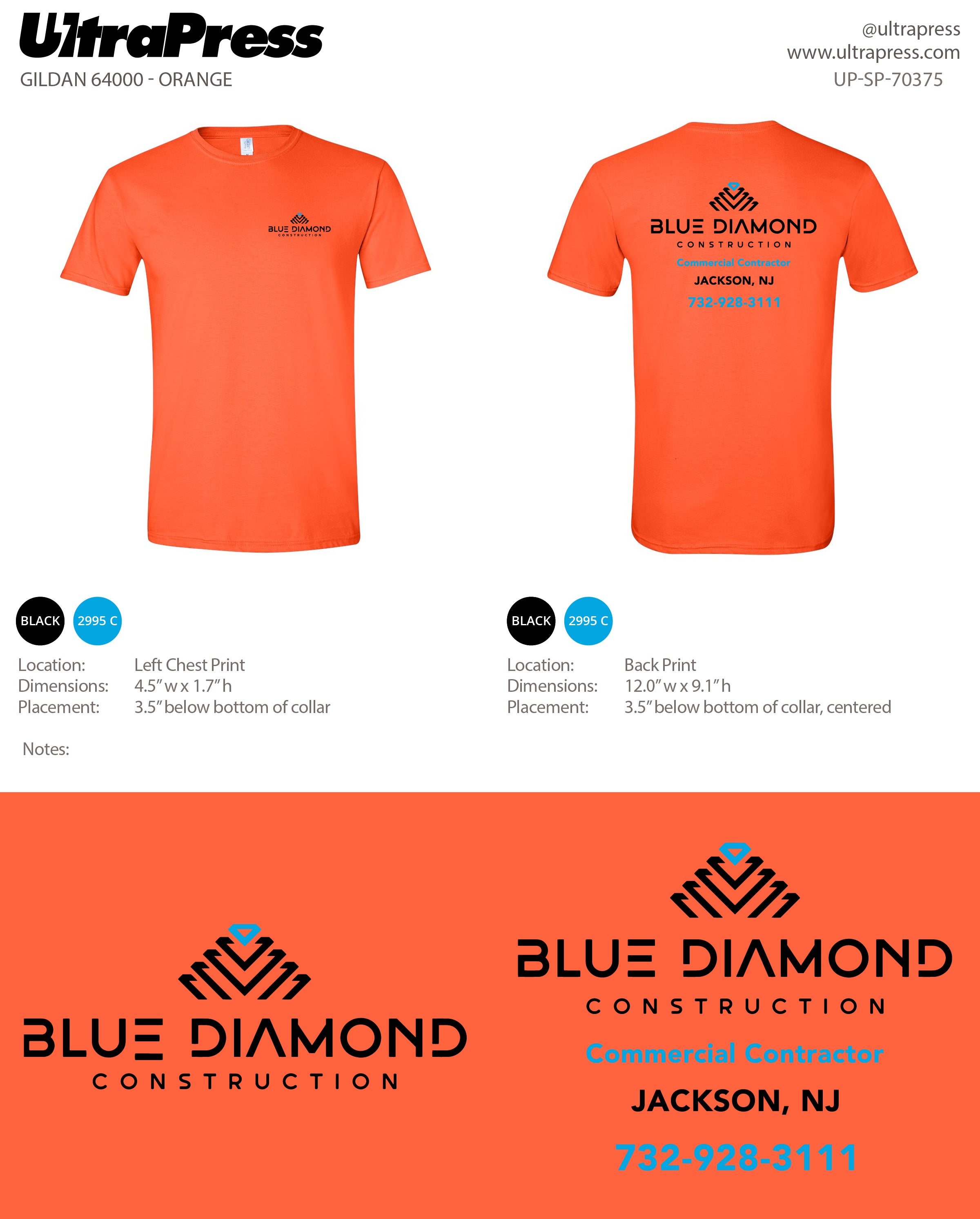 UP-SP-70375 Blue Diamond Construction (Orange and Lime shirts) - Patricia Miller 100 Pieces Package (Bulk)