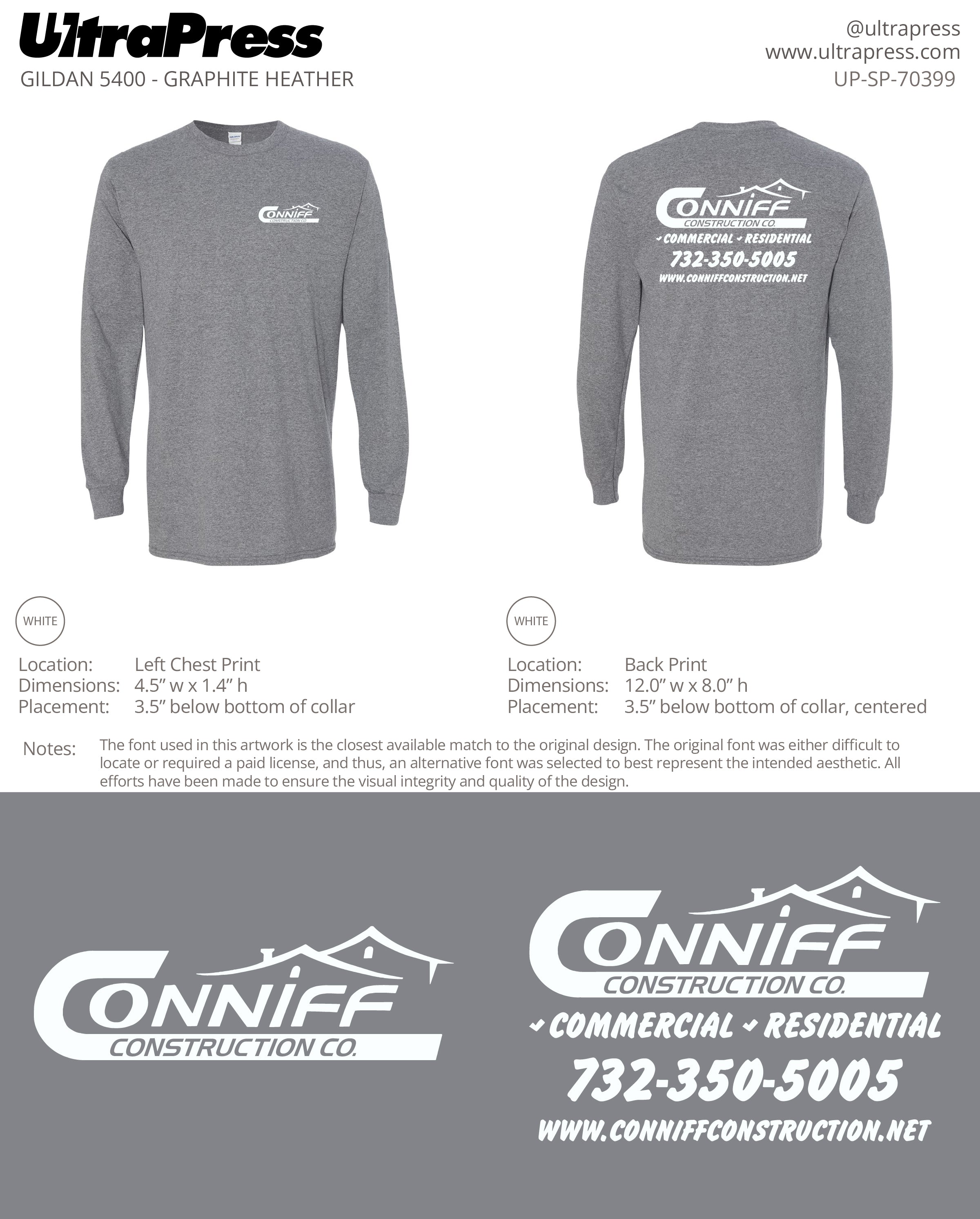 UP-SP-70399 Conniff Construction Co. - Sean Conniff Long Sleeve T-shirt 24 Min Qty (Bulk)