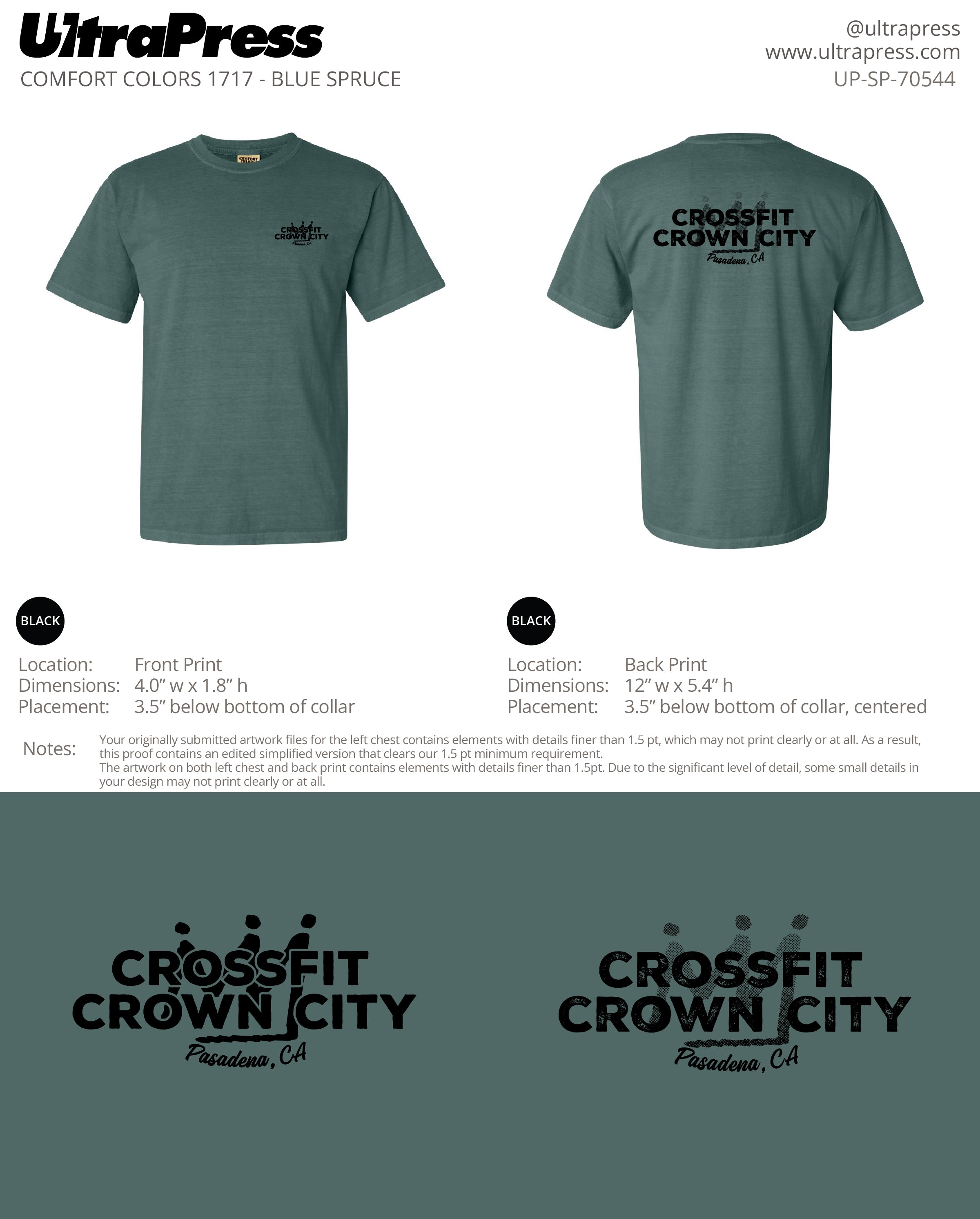 UP-SP-70544 Crossfit Crown City Black Ink SHIRTS- Adam Ridley 24 Min Qty (Bulk)