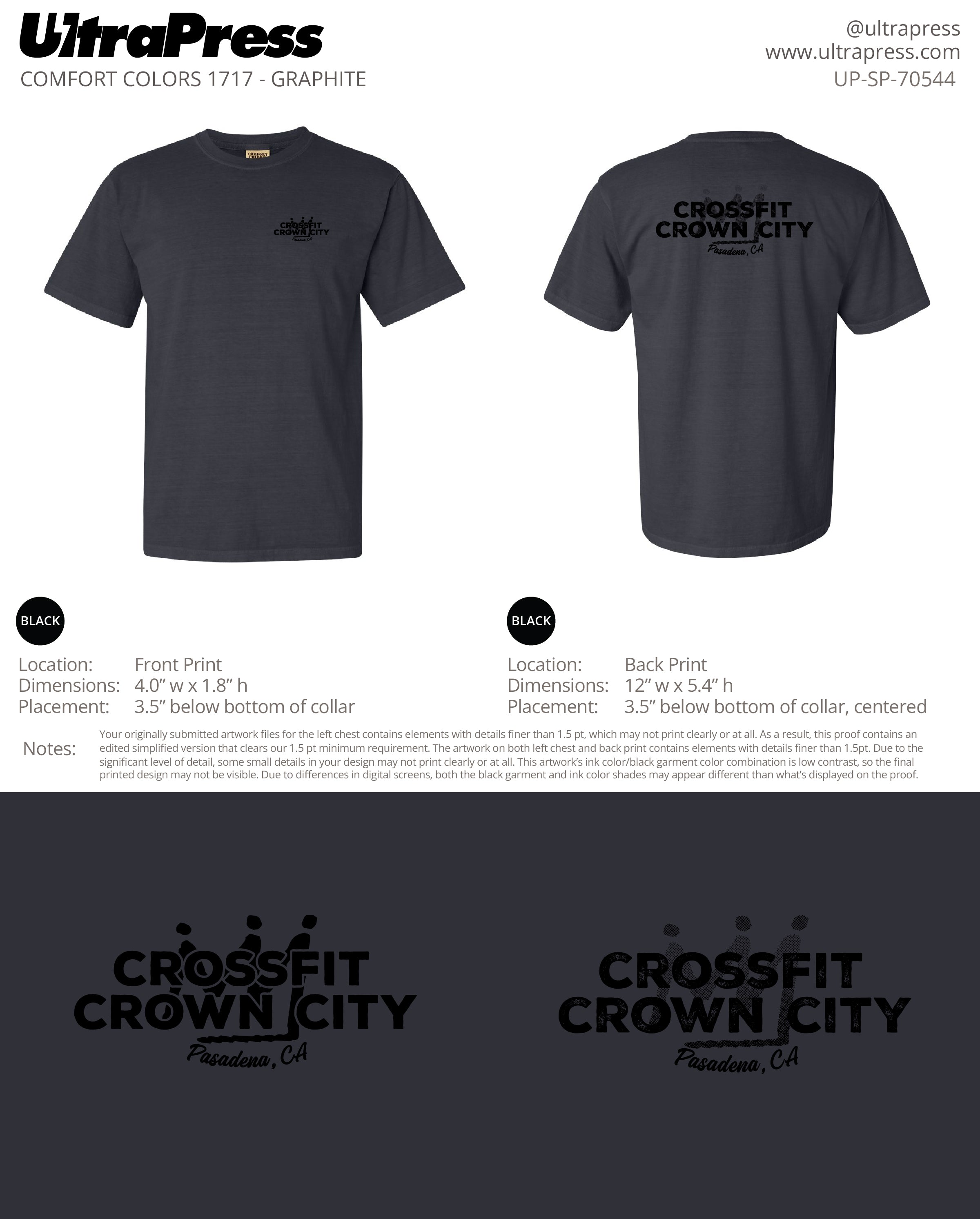 UP-SP-70544 Crossfit Crown City Black Ink SHIRTS- Adam Ridley 24 Min Qty (Bulk)
