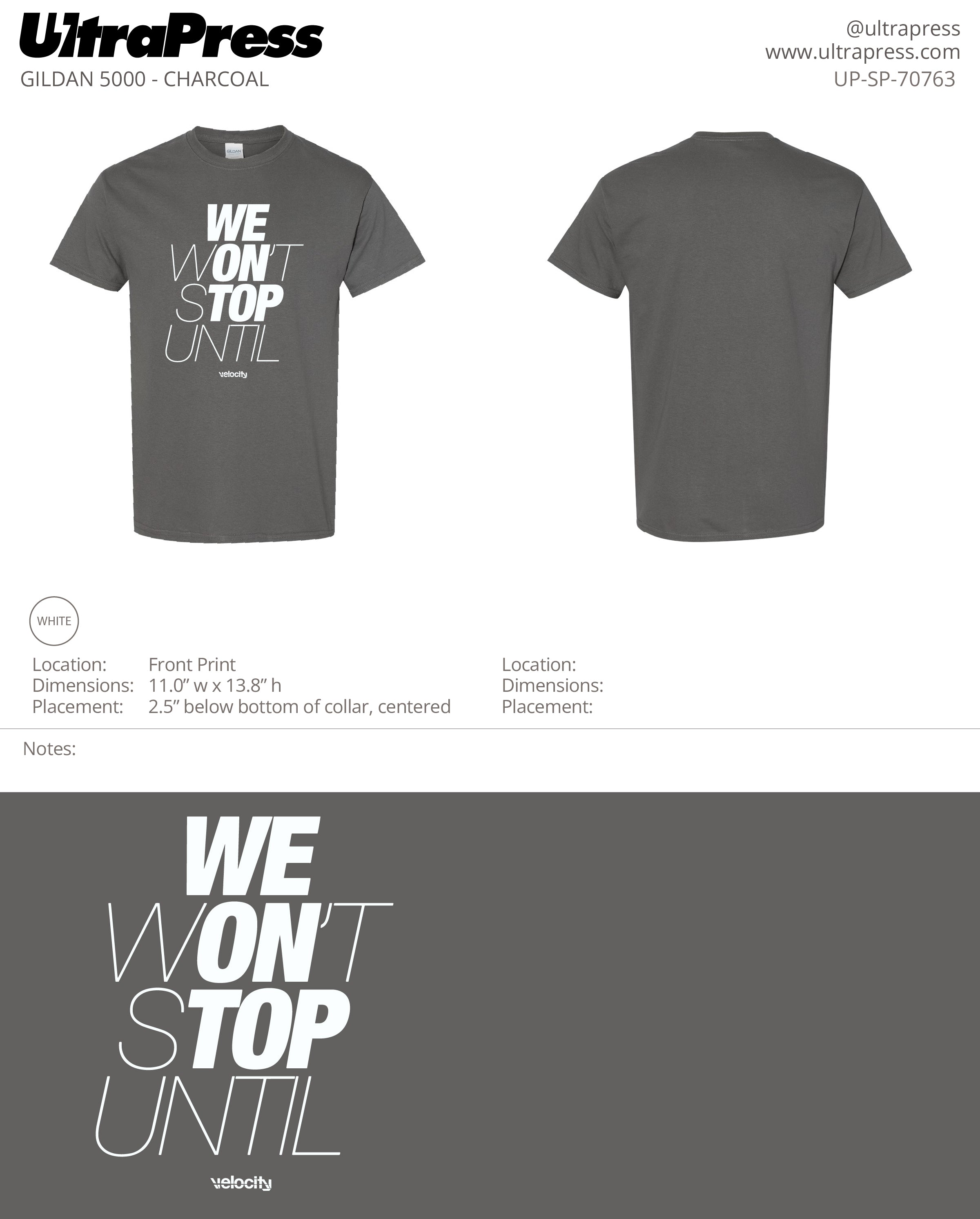 UP-SP-70763 Velocity ADULT Tees - Cory Jones - 100 Min Package Deal (Bulk)