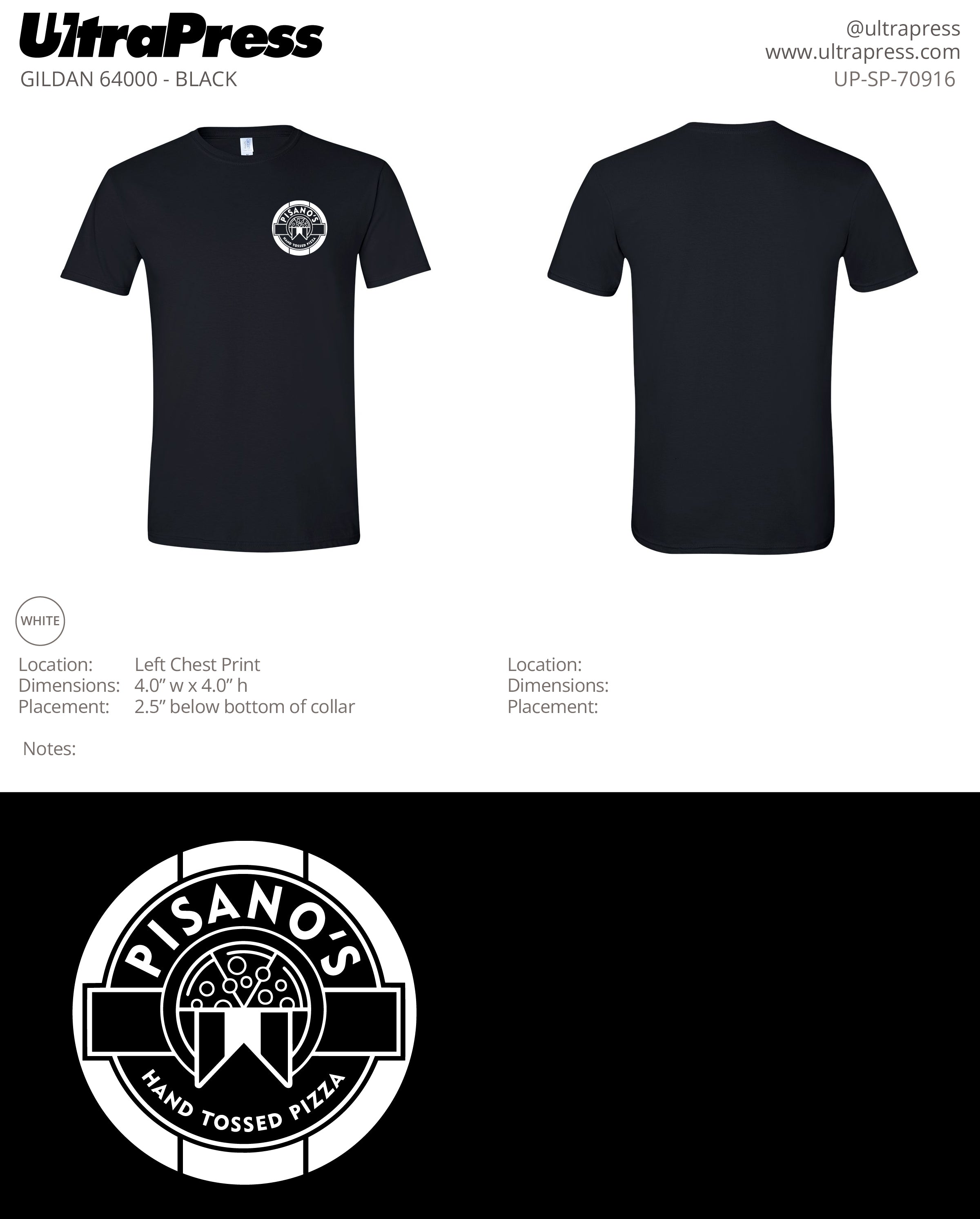 UP-SP-70916 Pisano's Hand Tossed Pizza - Timothy Lombardi 48 Min Qty (Bulk)