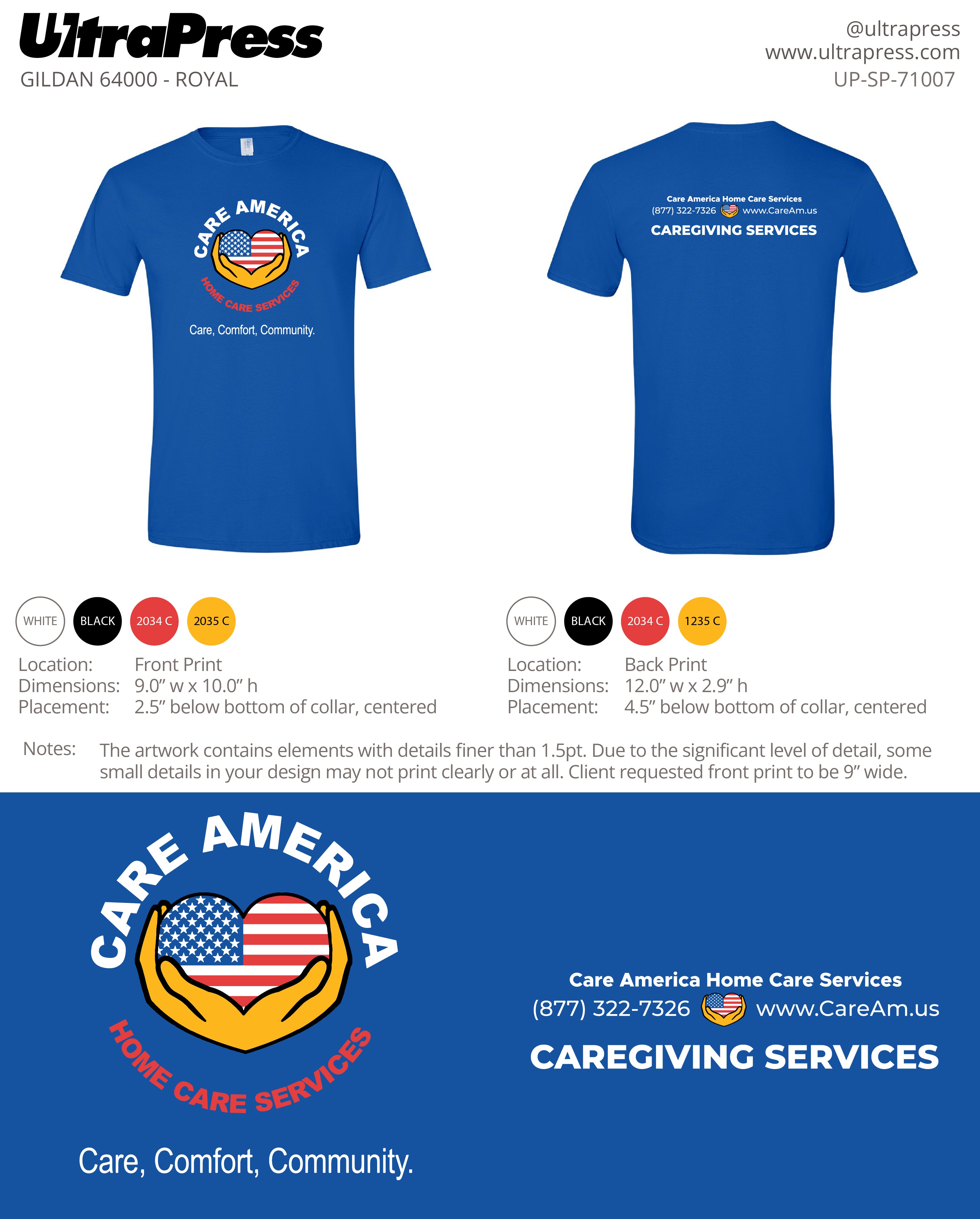 UP-SP-71007 Home Care America Blue Shirts - Kristin Sy 50 Pieces Package (Bulk)