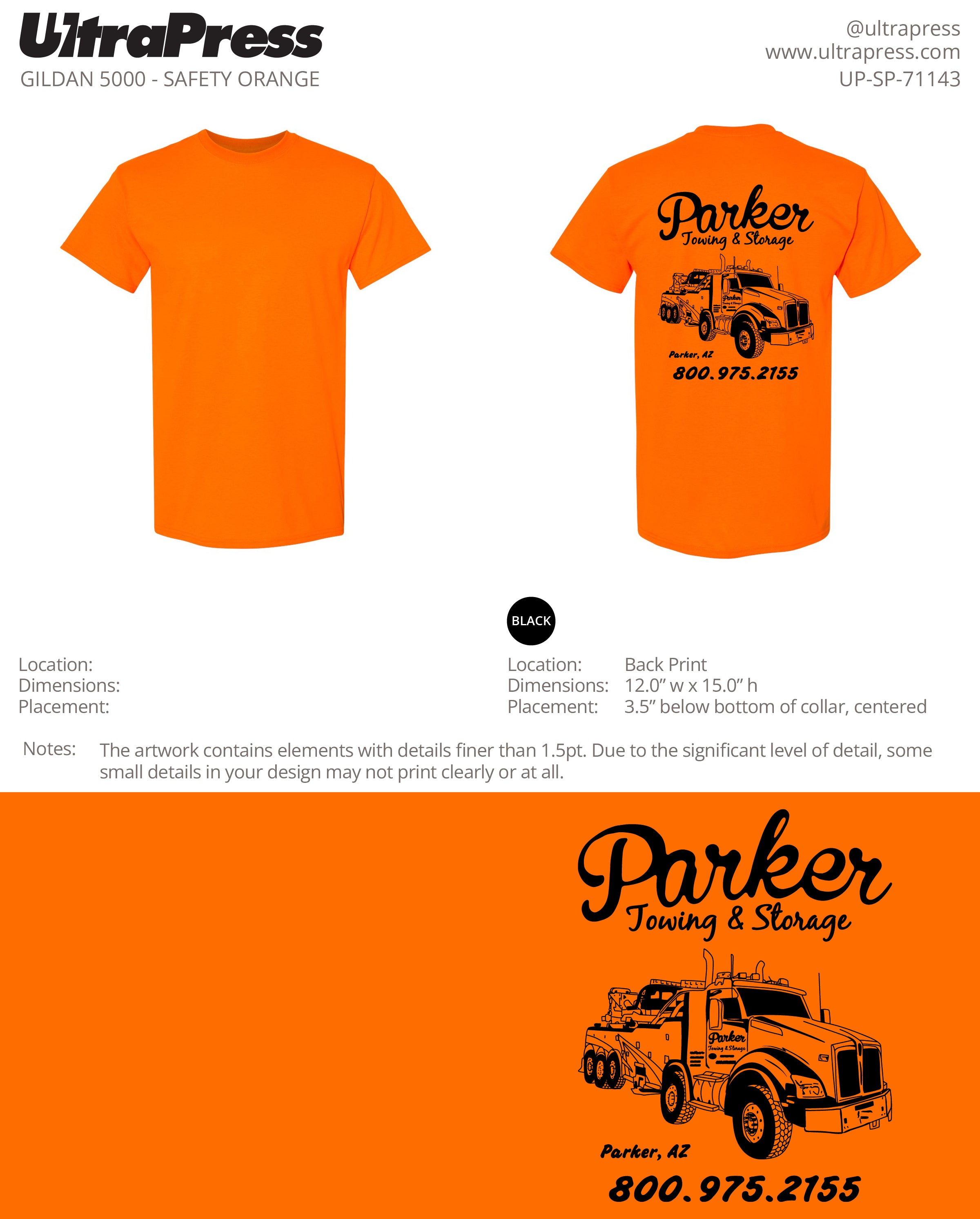 UP-SP-71143 Parker Towing and Storage 300 Min Qty (Bulk)