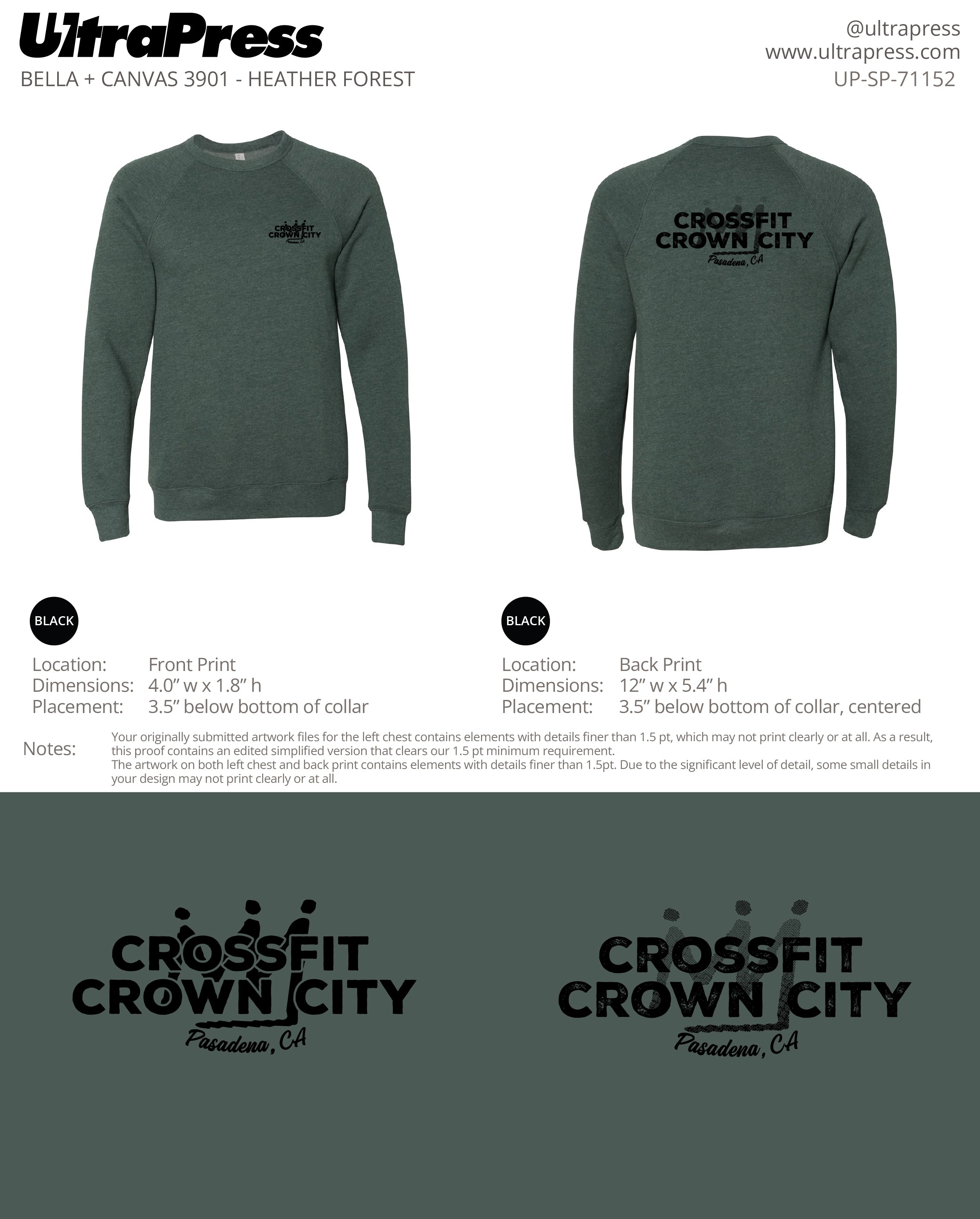 UP-SP-71152 Crossfit Crown City Black Ink SWEATERS - Adam Ridley 24 Min Qty (Bulk)