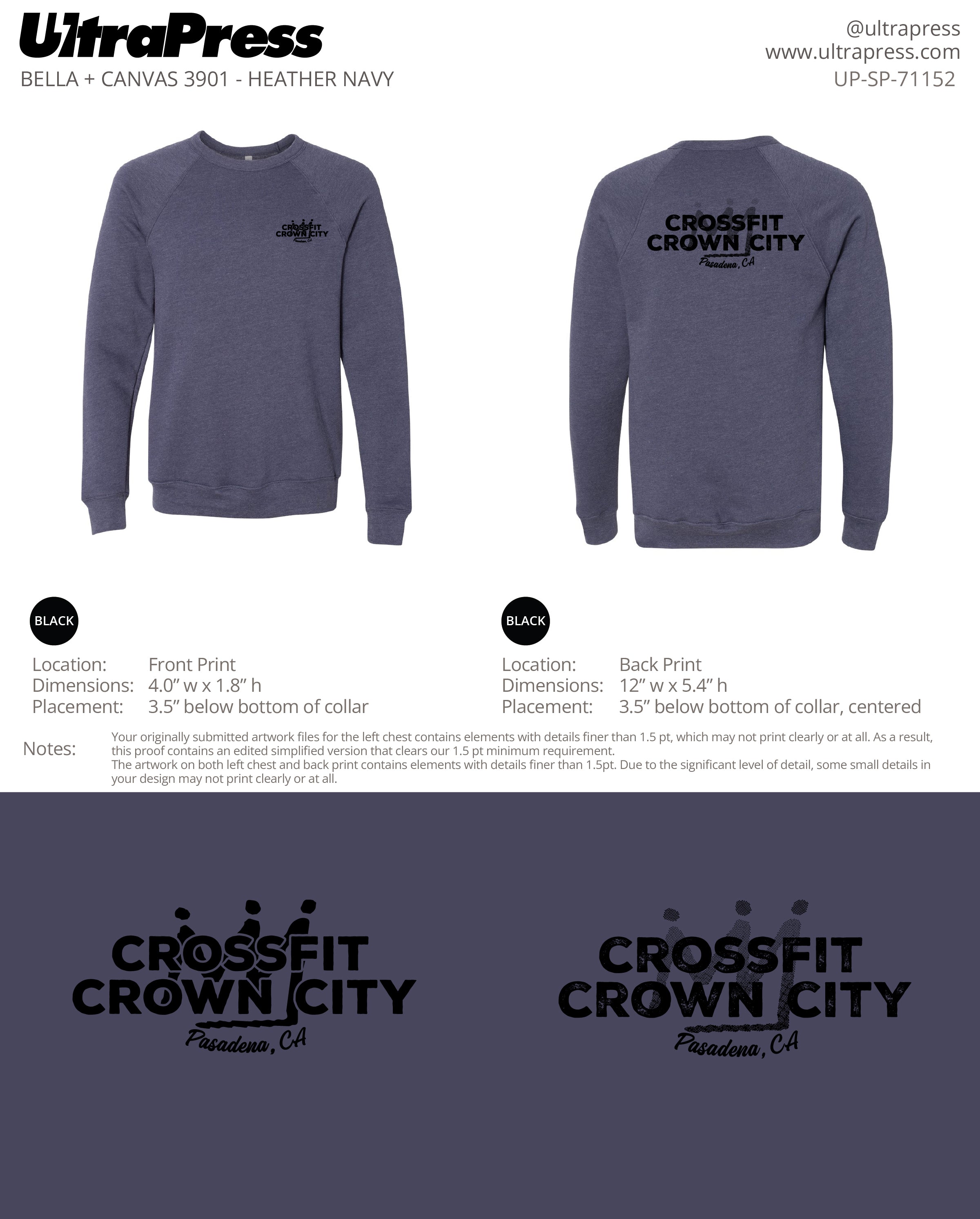 UP-SP-71152 Crossfit Crown City Black Ink SWEATERS - Adam Ridley 24 Min Qty (Bulk)