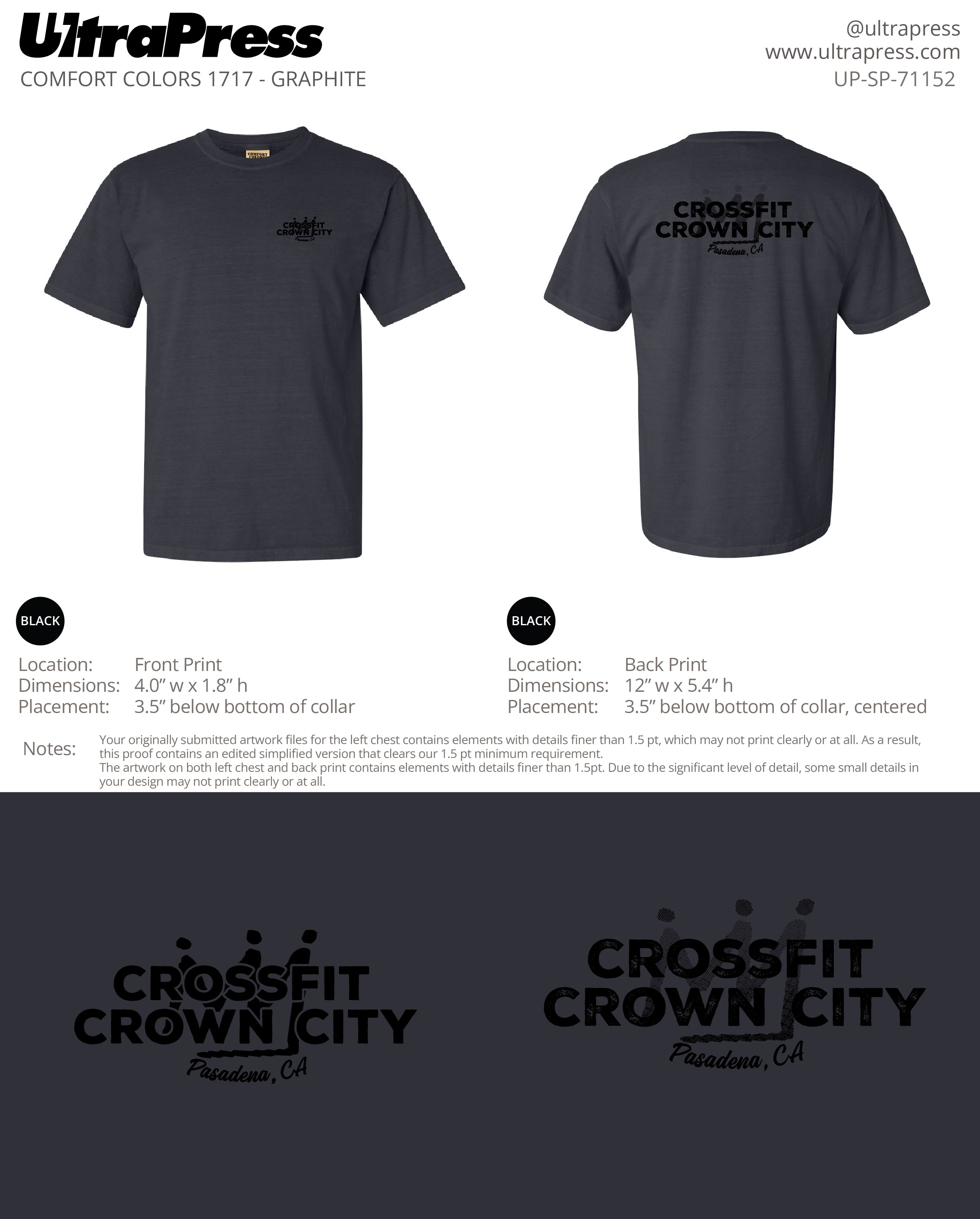 UP-SP-71152 Crossfit Crown City Black Ink SHIRTS - Adam Ridley 24 Min Qty (Bulk)