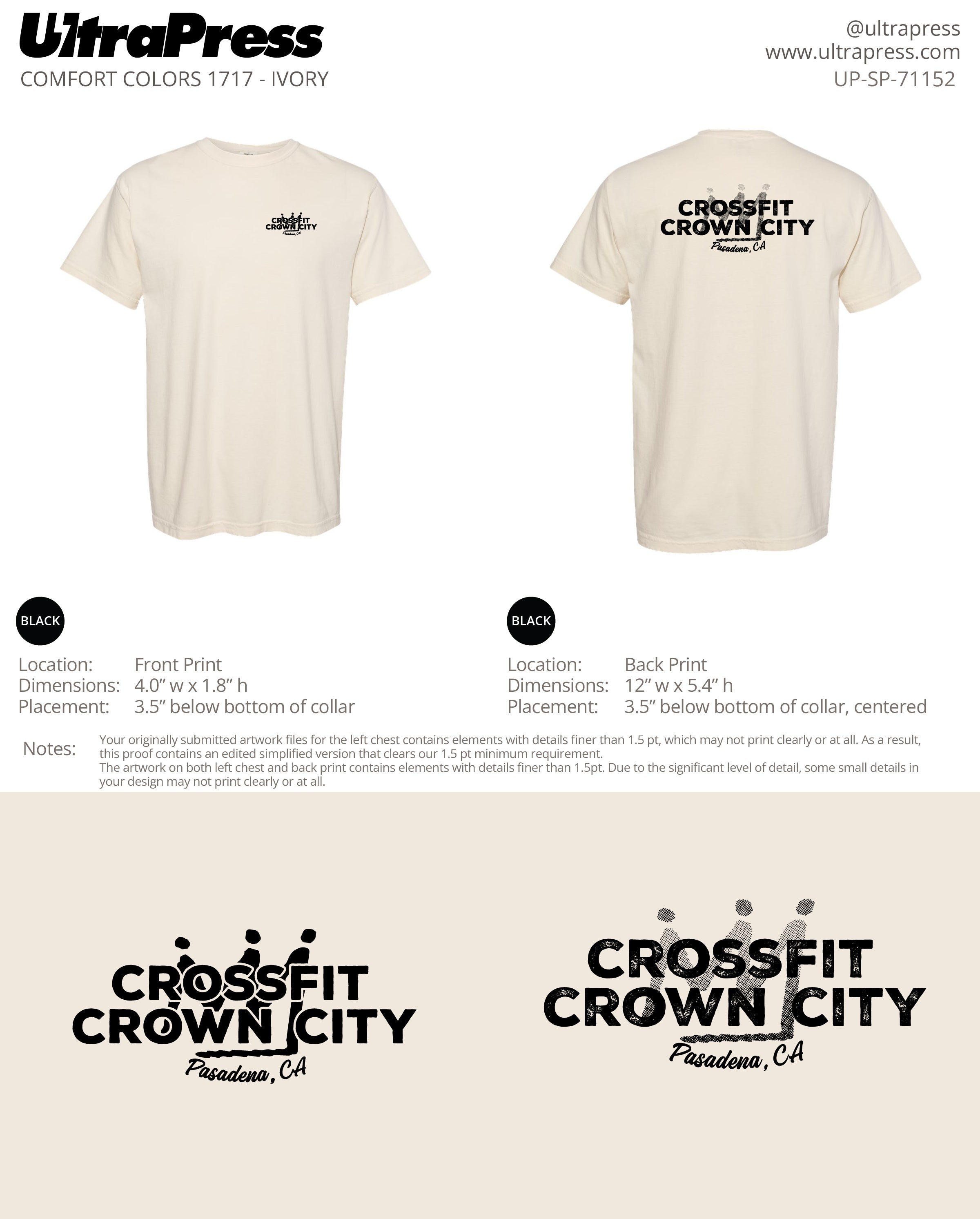 UP-SP-71152 Crossfit Crown City Black Ink SHIRTS - Adam Ridley 24 Min Qty (Bulk)