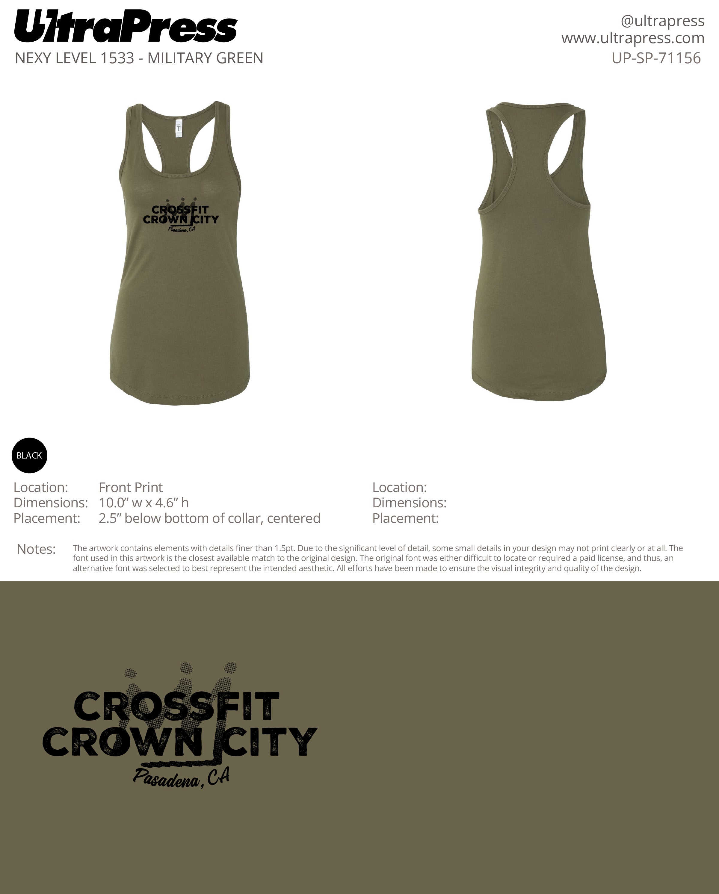 UP-SP -71156 Crossfit Crown City Racer Black Ink - Adam Ridley 24 Min Qty (Bulk)