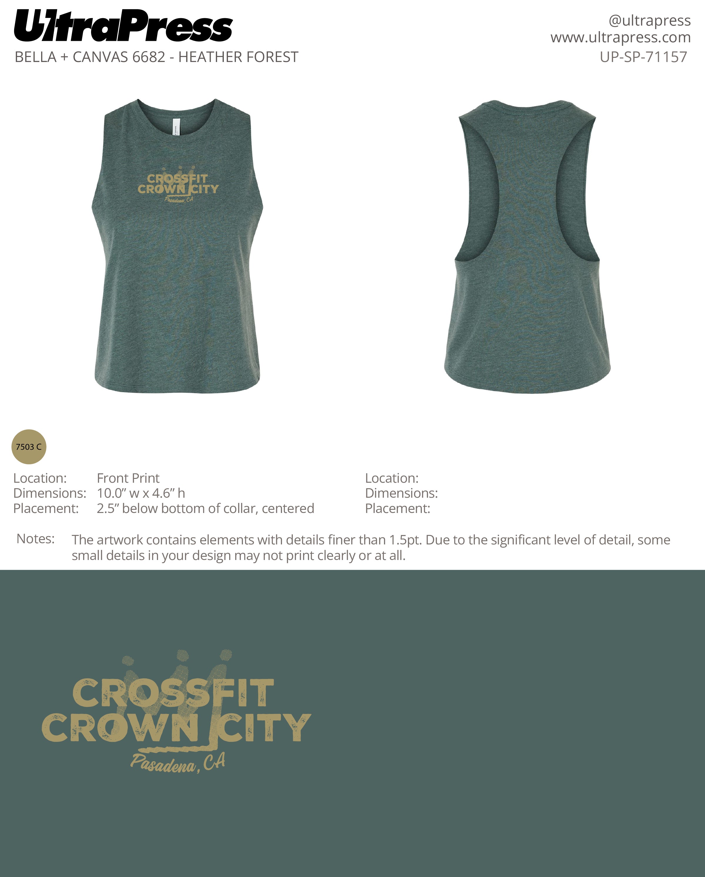 UP-SP-71157 Crossfit Crown City Racer Green Ink - Adam Ridley 24 Min Qty (Bulk)