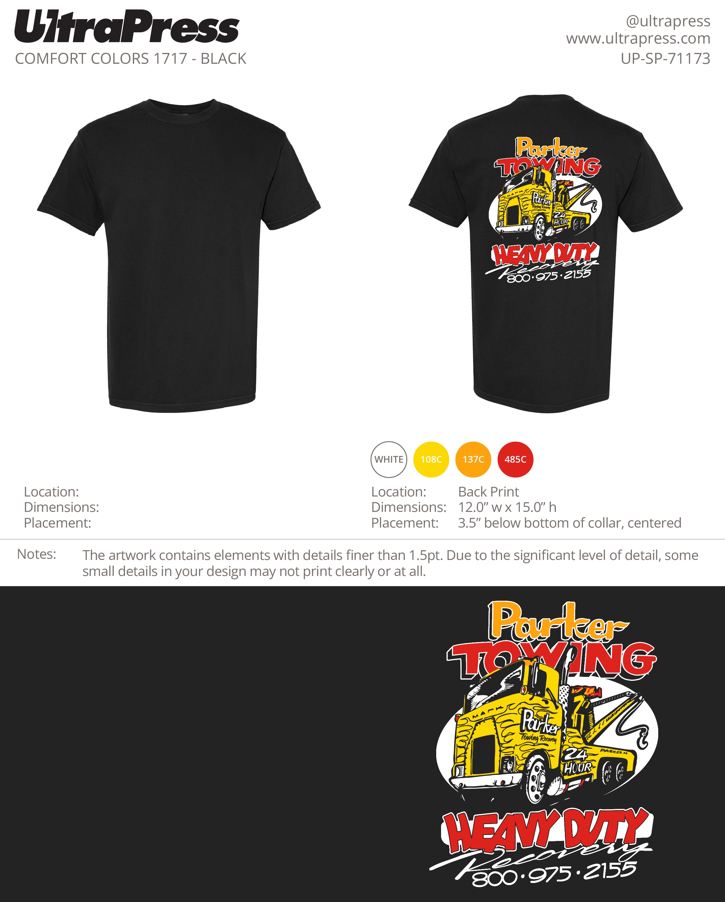 UP-SP-71173 Parker Towing Wrecker Cab 48 Min Qty (Bulk)