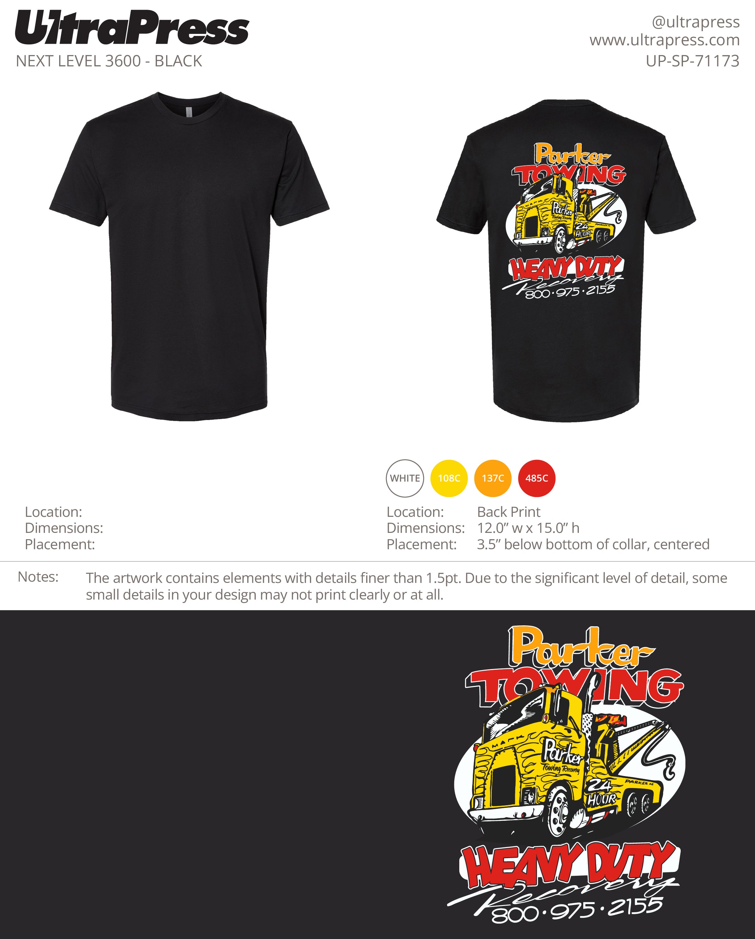 UP-SP-71173 Parker Towing Wrecker Cab 48 Min Qty (Bulk)