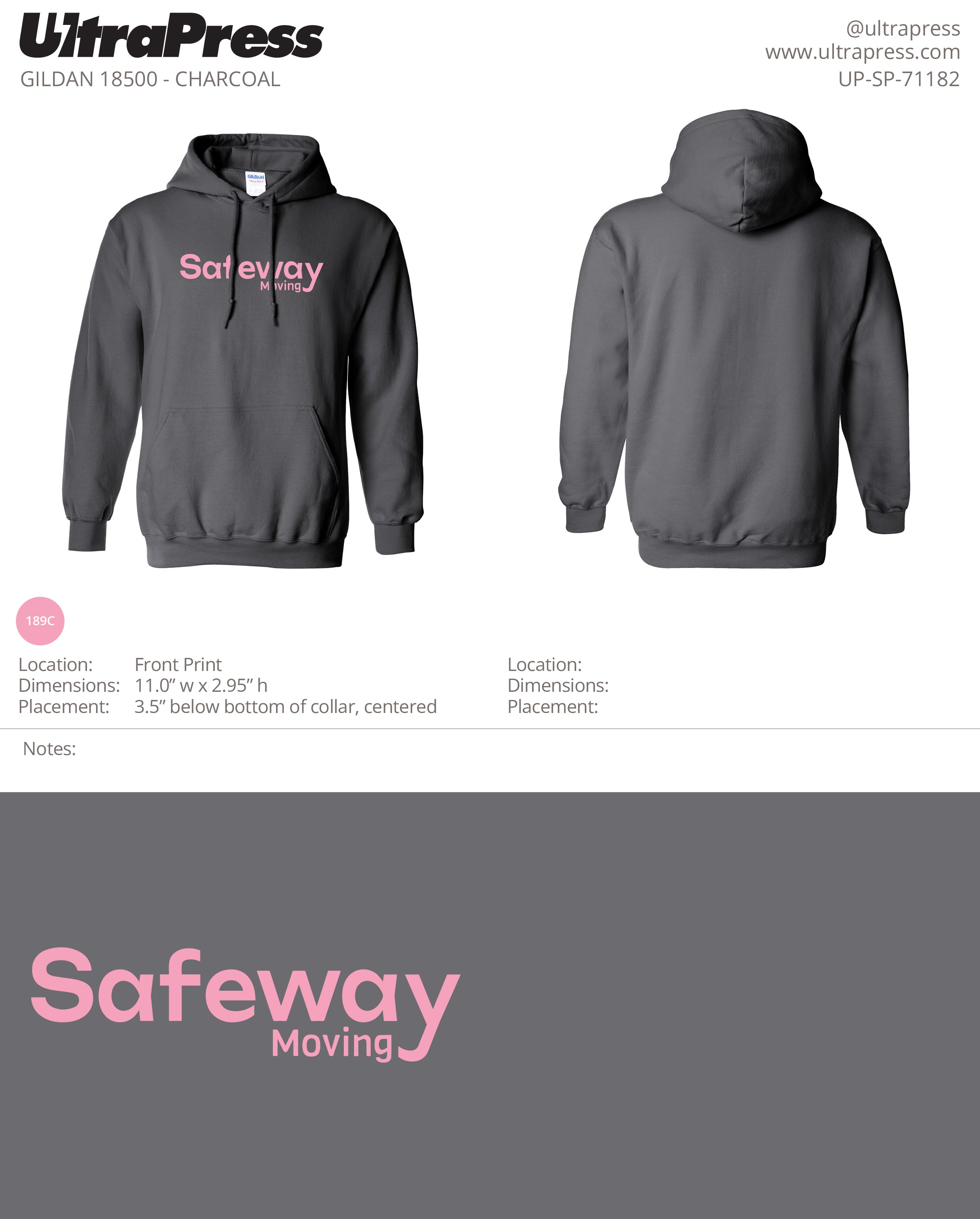 UP-SP-71182 Safeway Hoodies Pink Logo - Irina Iovitsa 50 Min Qty (Bulk)