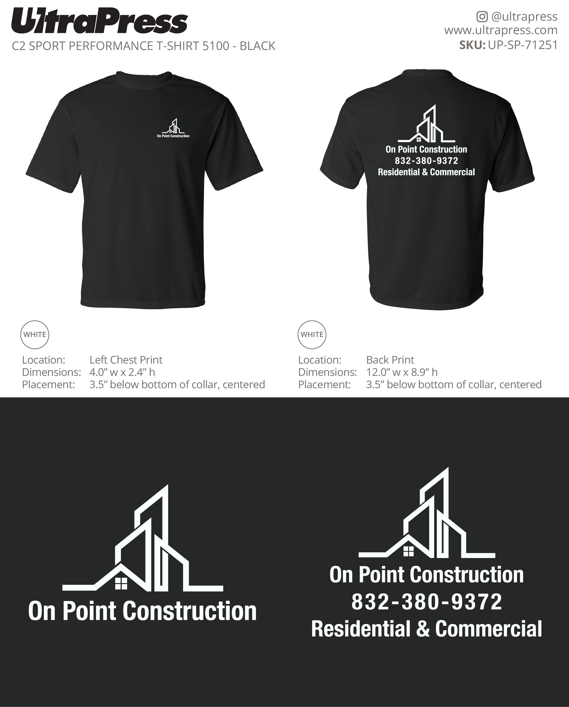 UP-SP-71251 On Point Construction POLYESTER TEES - Edwin Lopez 100 Min Qty (Bulk)