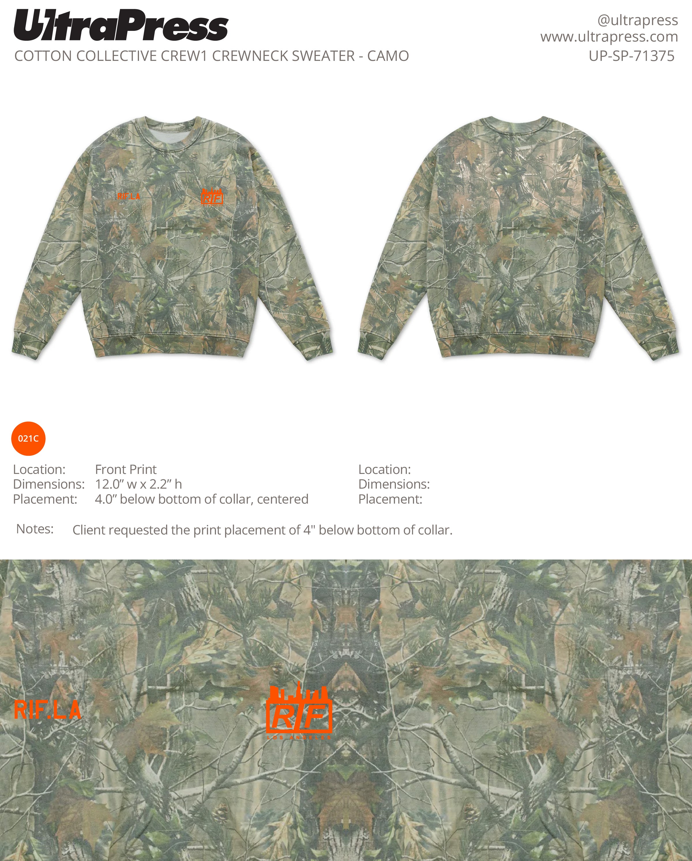 UP-SP-71375 RIF.LA Camo 72 Min Qty (Bulk - PRINT ONLY)