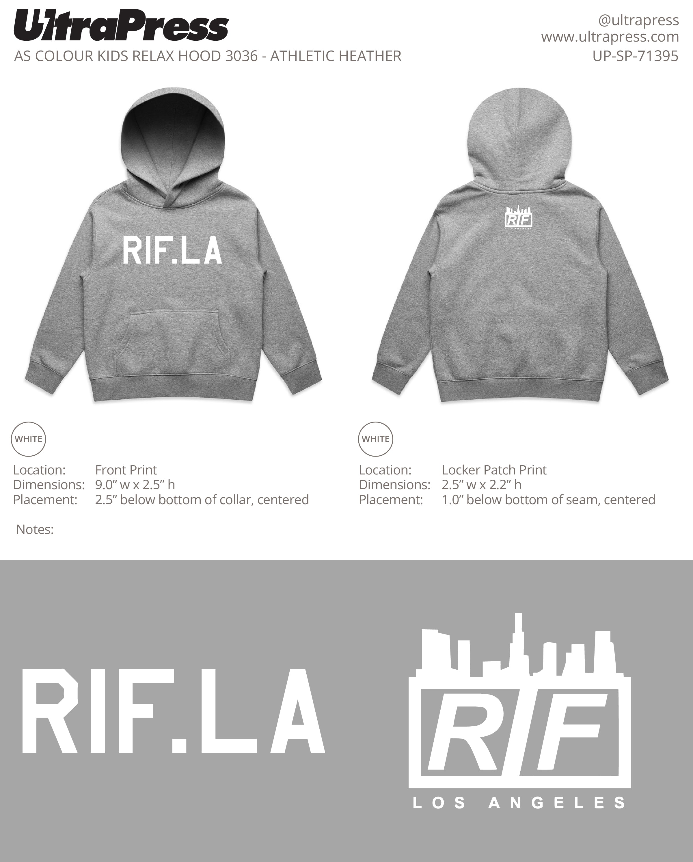 UP-SP-71395 RIF.LA Kids Hoodie 24 Min Qty (Bulk)