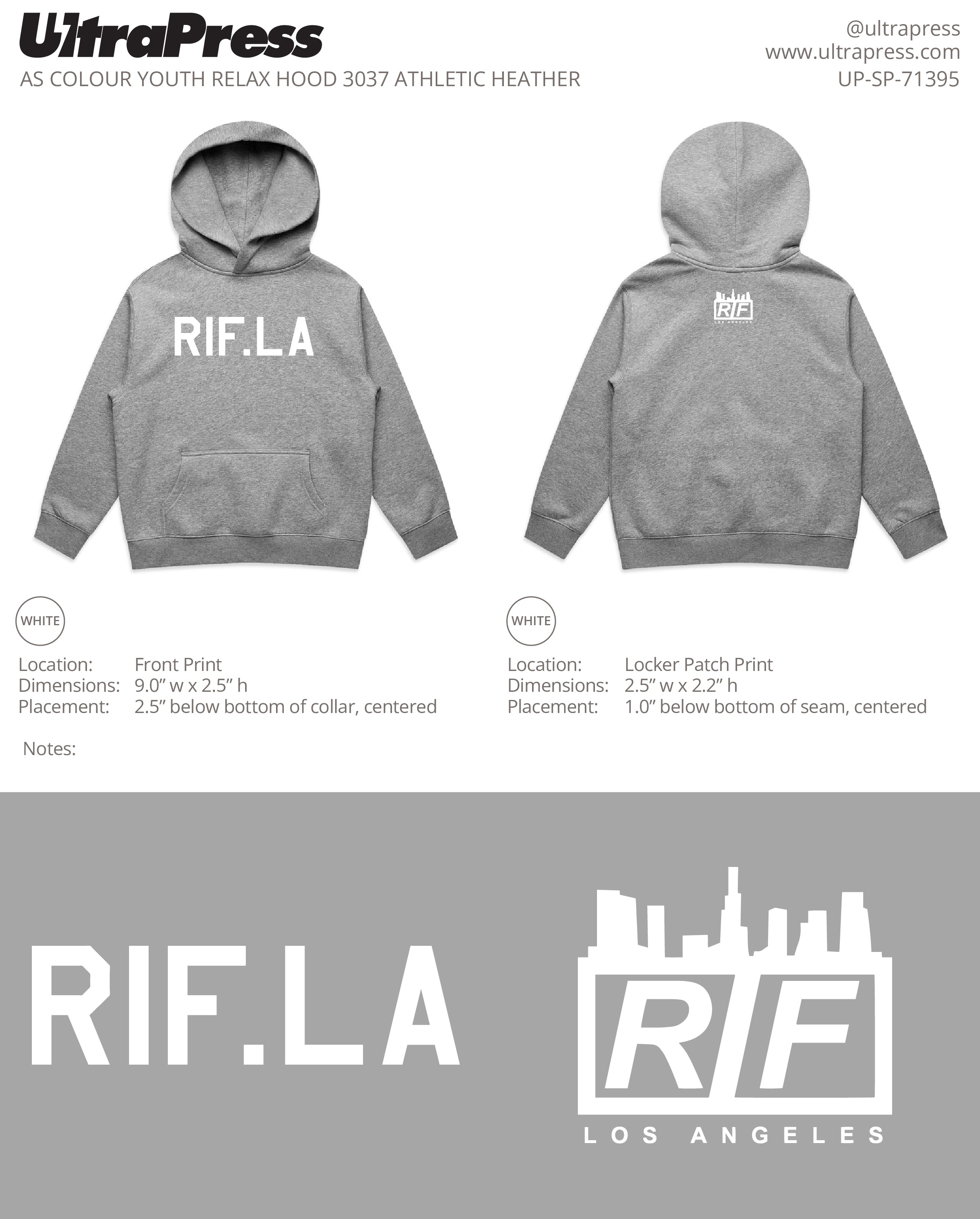 UP-SP-71395 RIF.LA Kids Hoodie 24 Min Qty (Bulk)