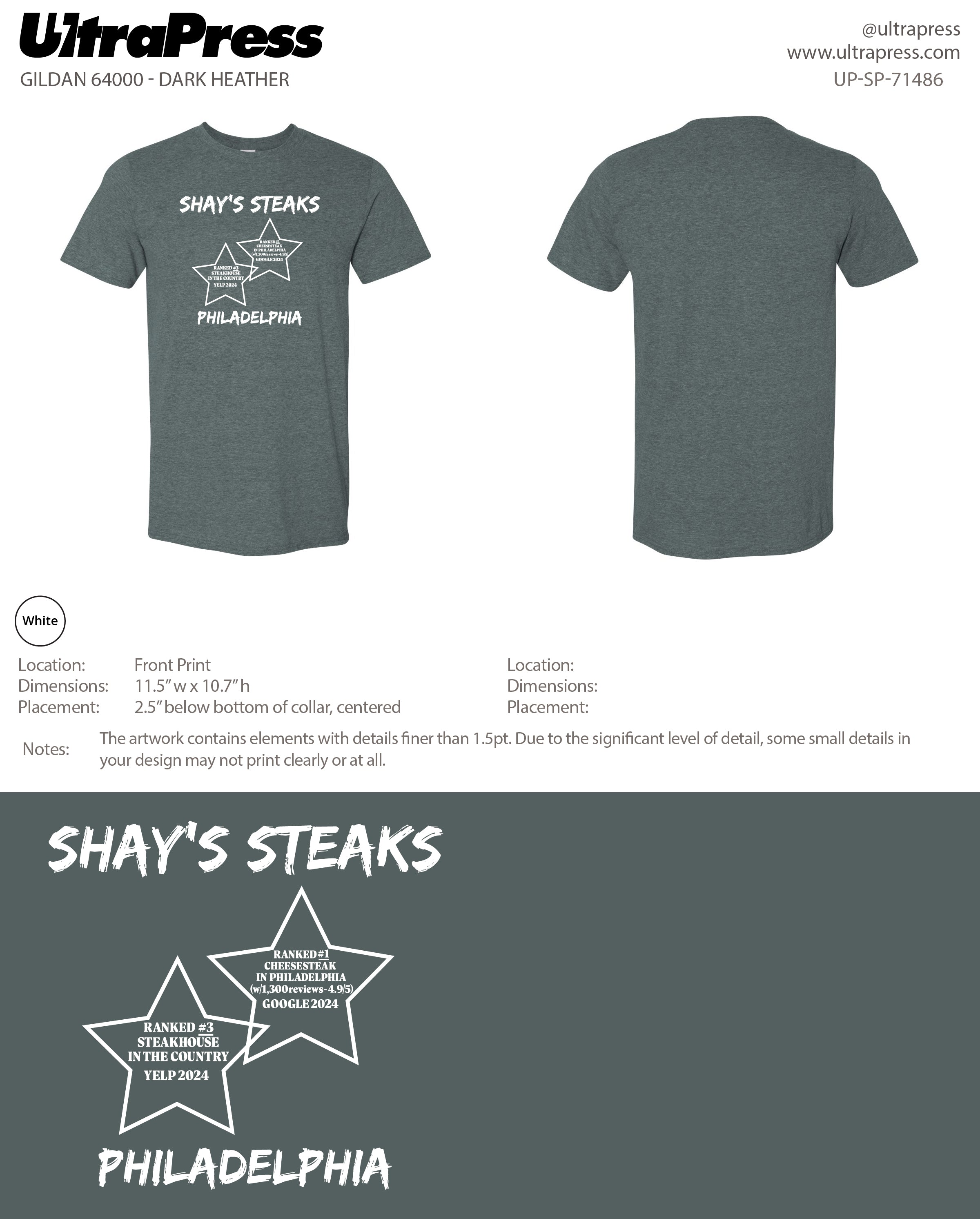 UP-SP-71486 Shay's Steaks Philadelphia- Scott Diclaudio 100 Pieces Package (Bulk)