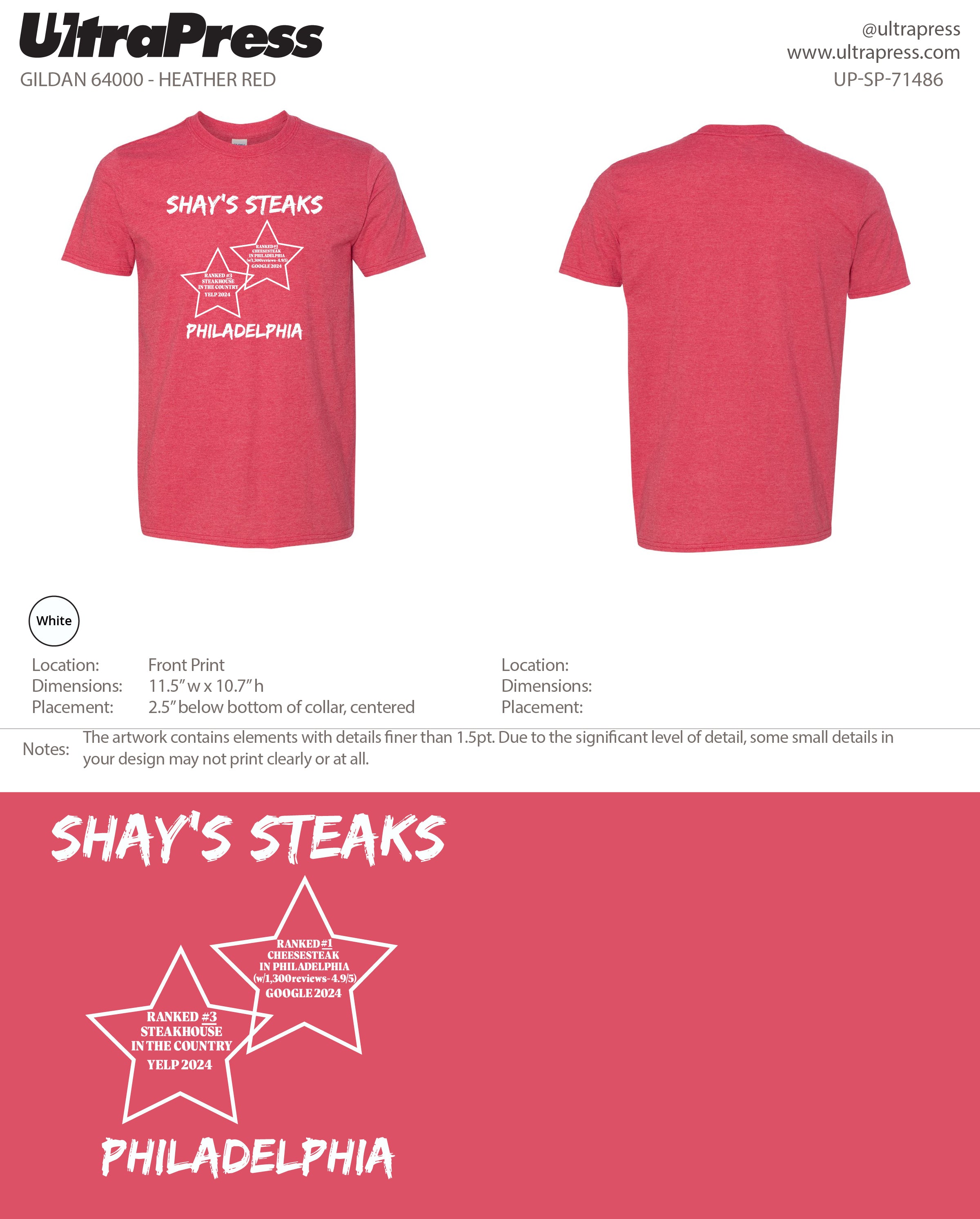 UP-SP-71486 Shay's Steaks Philadelphia- Scott Diclaudio 100 Pieces Package (Bulk)