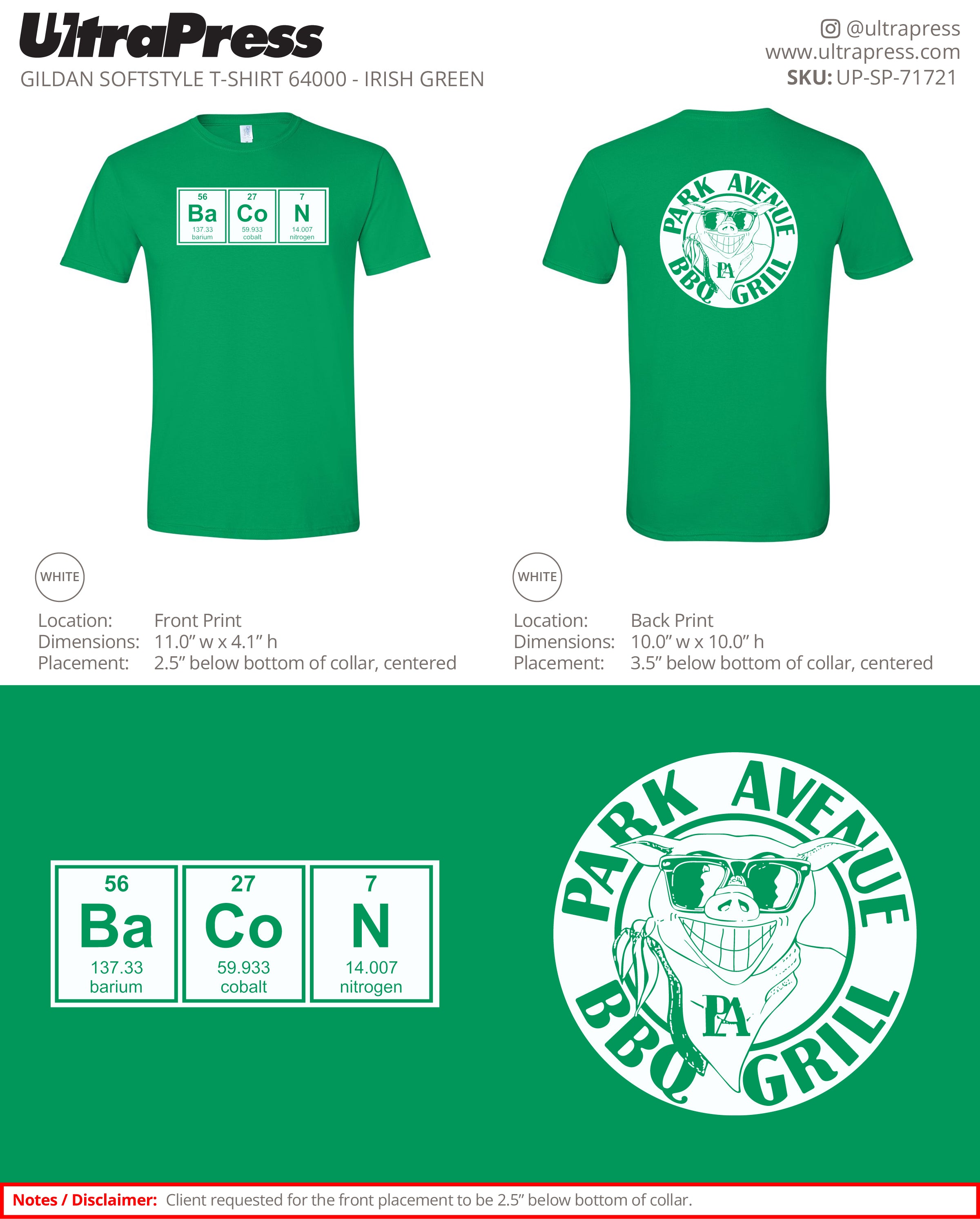 UP-SP-71721 Park Avenue BBQ Grill Shirts - Dean Lavallee 100 Min Qty (Bulk)