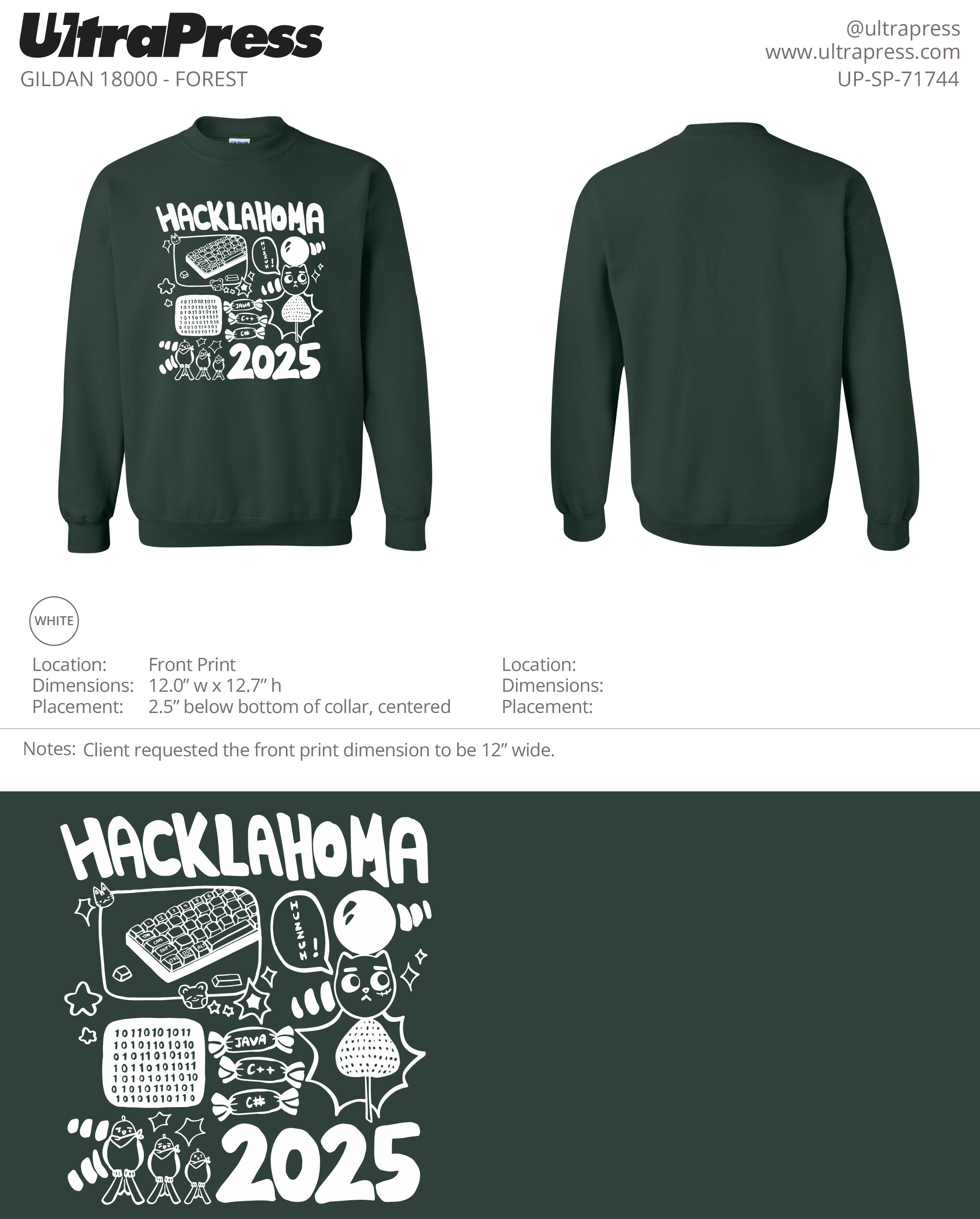 UP-SP-71744 Hacklahoma 2025 (Sweatshirt - White Ink) - Raja Ahmed 24 Min Qty (Bulk)