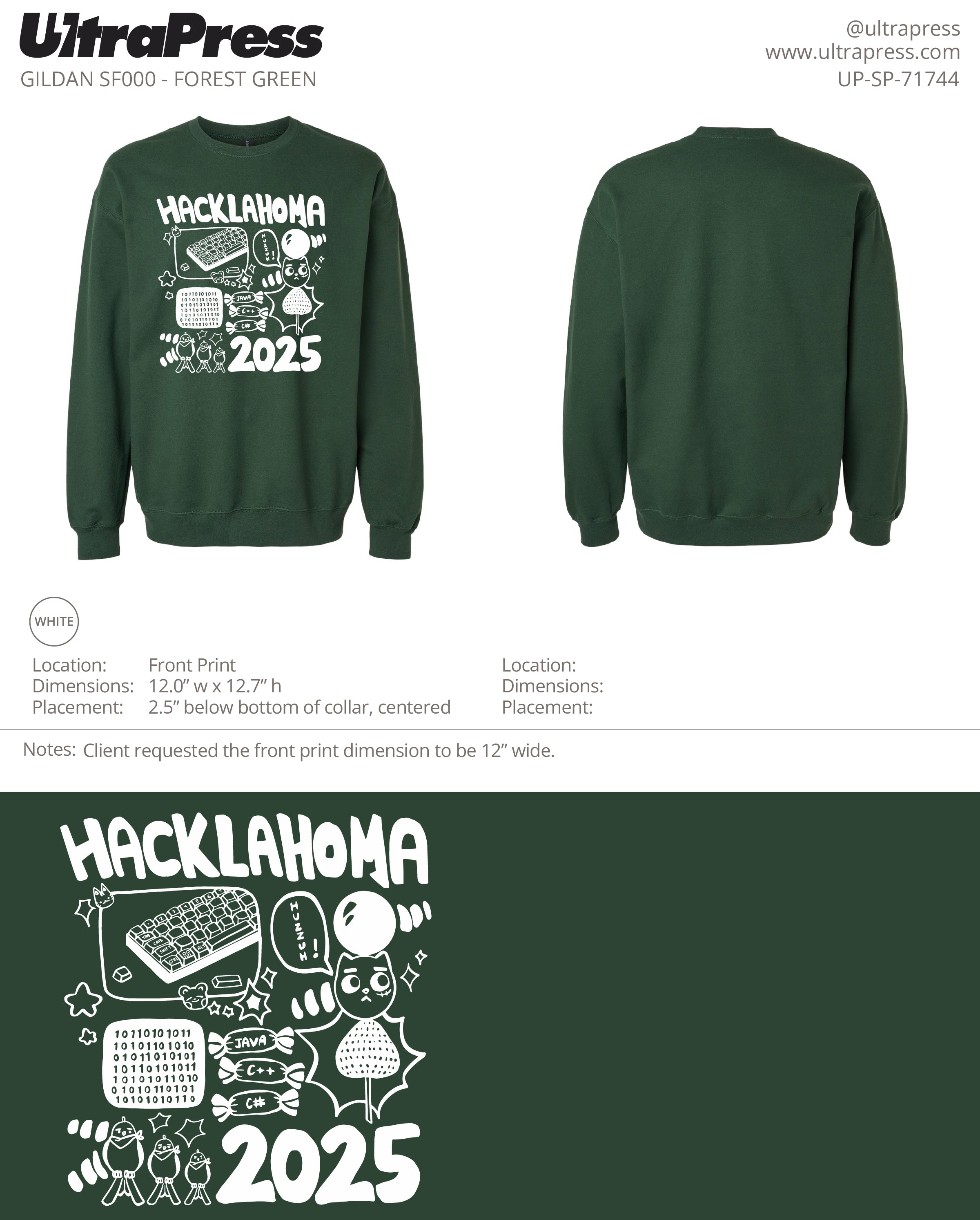 UP-SP-71744 Hacklahoma 2025 (Sweatshirt - White Ink) - Raja Ahmed 24 Min Qty (Bulk)