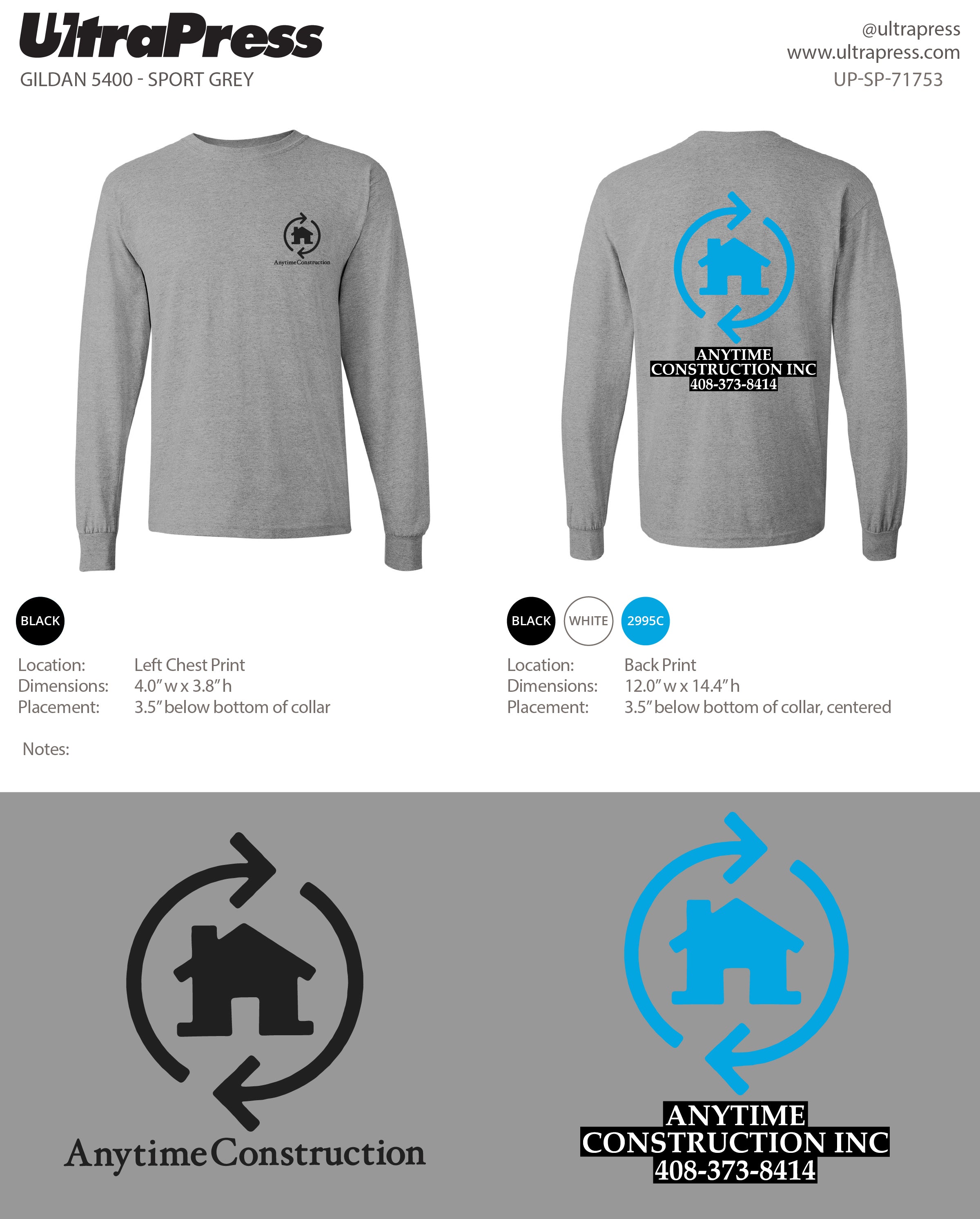 UP-SP-71753 Anytime Construction Long Sleeves - Nima Jouzi 50 Min Qty (Bulk)