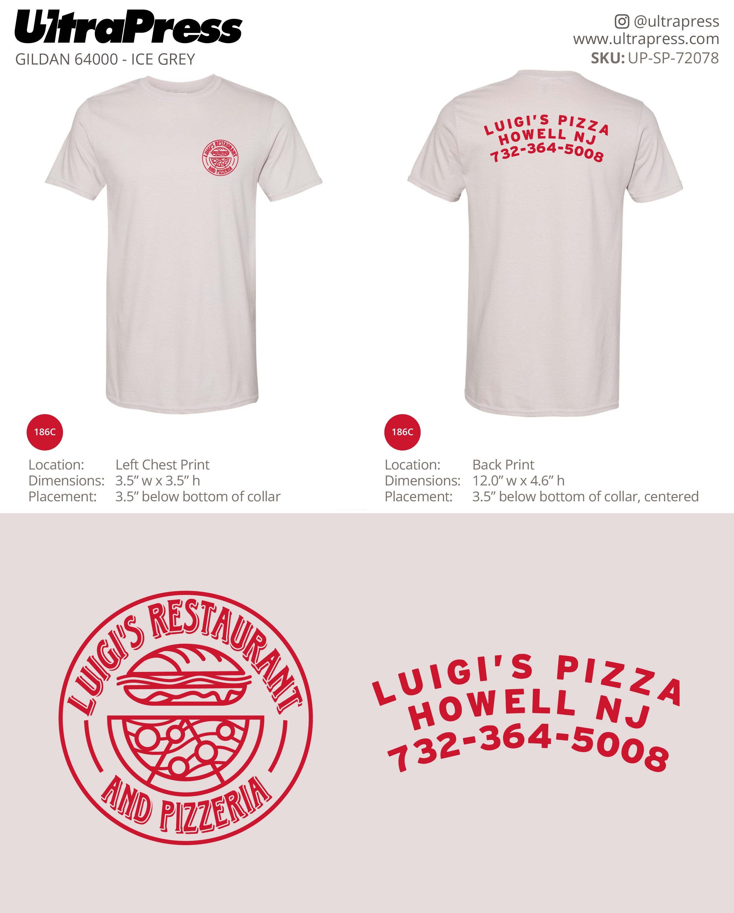 UP-SP-72078 Luigi's Pizza Restaurant (red ink) - Steve Rose 50 Pieces Package (Bulk)