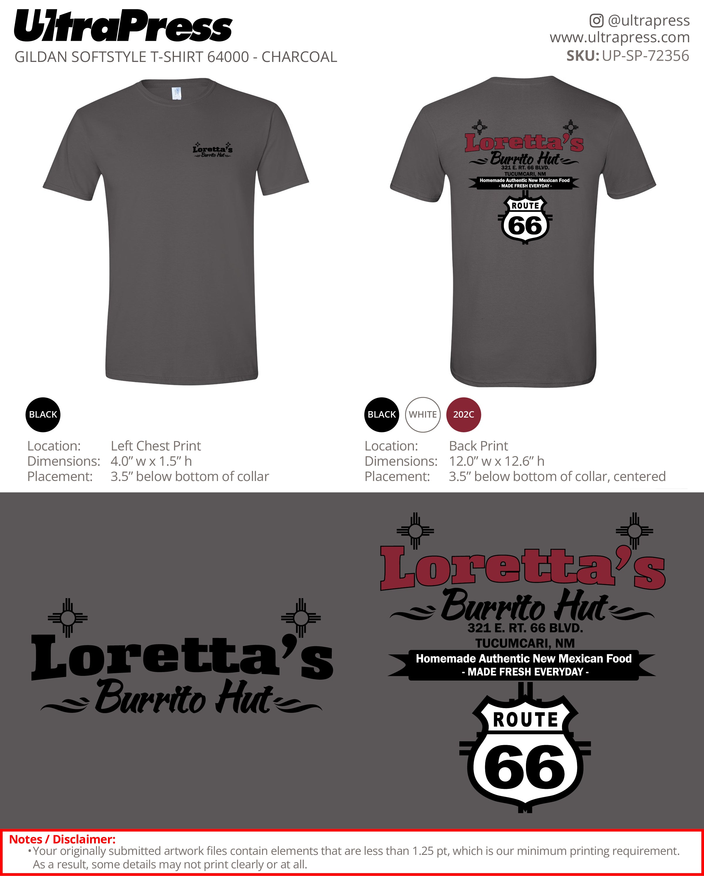 UP-SP-72356 Welcome To Loretta's Burrito Hut - Loretta Muller 100 Min Qty (Bulk)