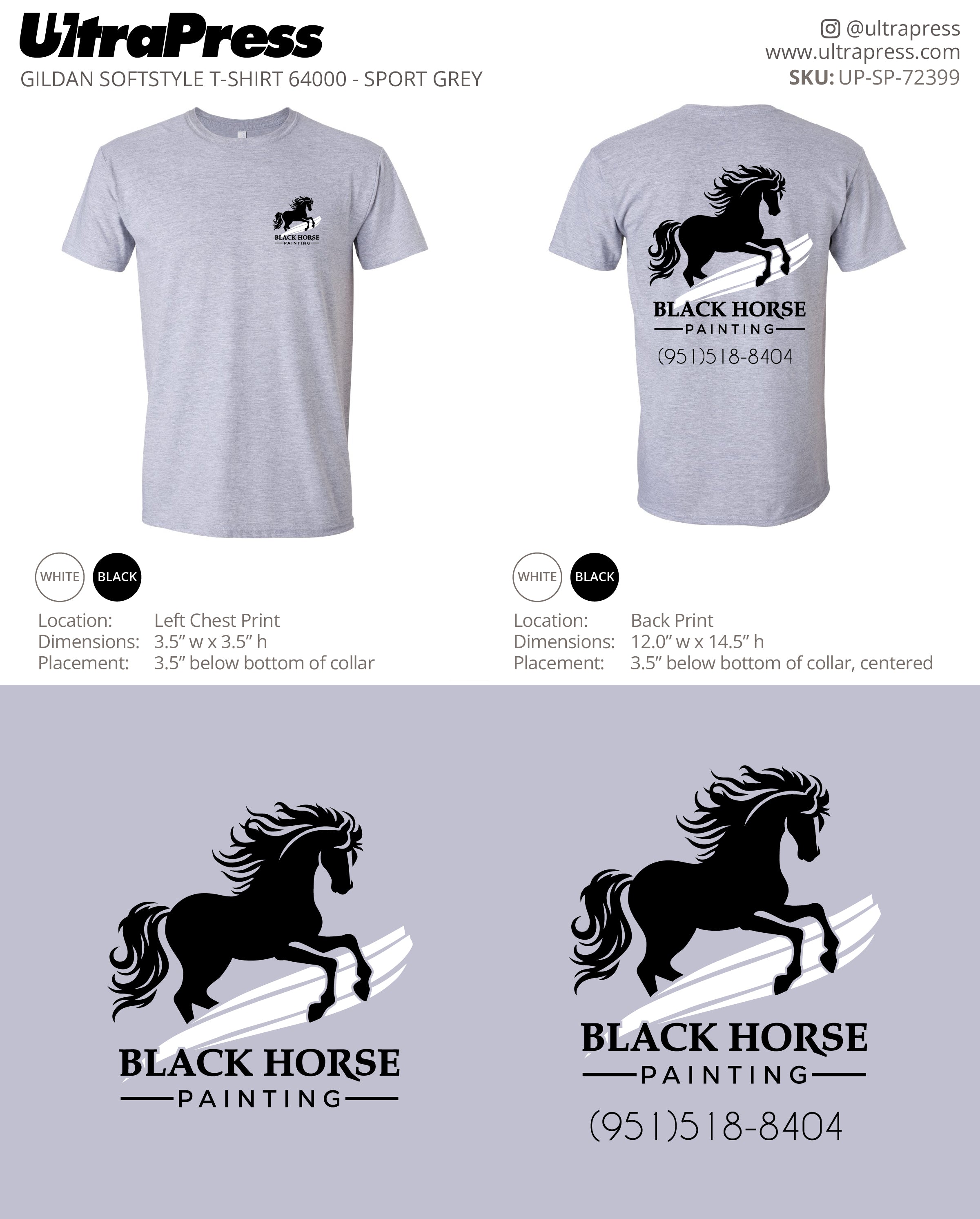 UP-SP-72399 Black Horse Painting (White Stripe) - Nancy Ramos 50 Min Qty (Bulk)