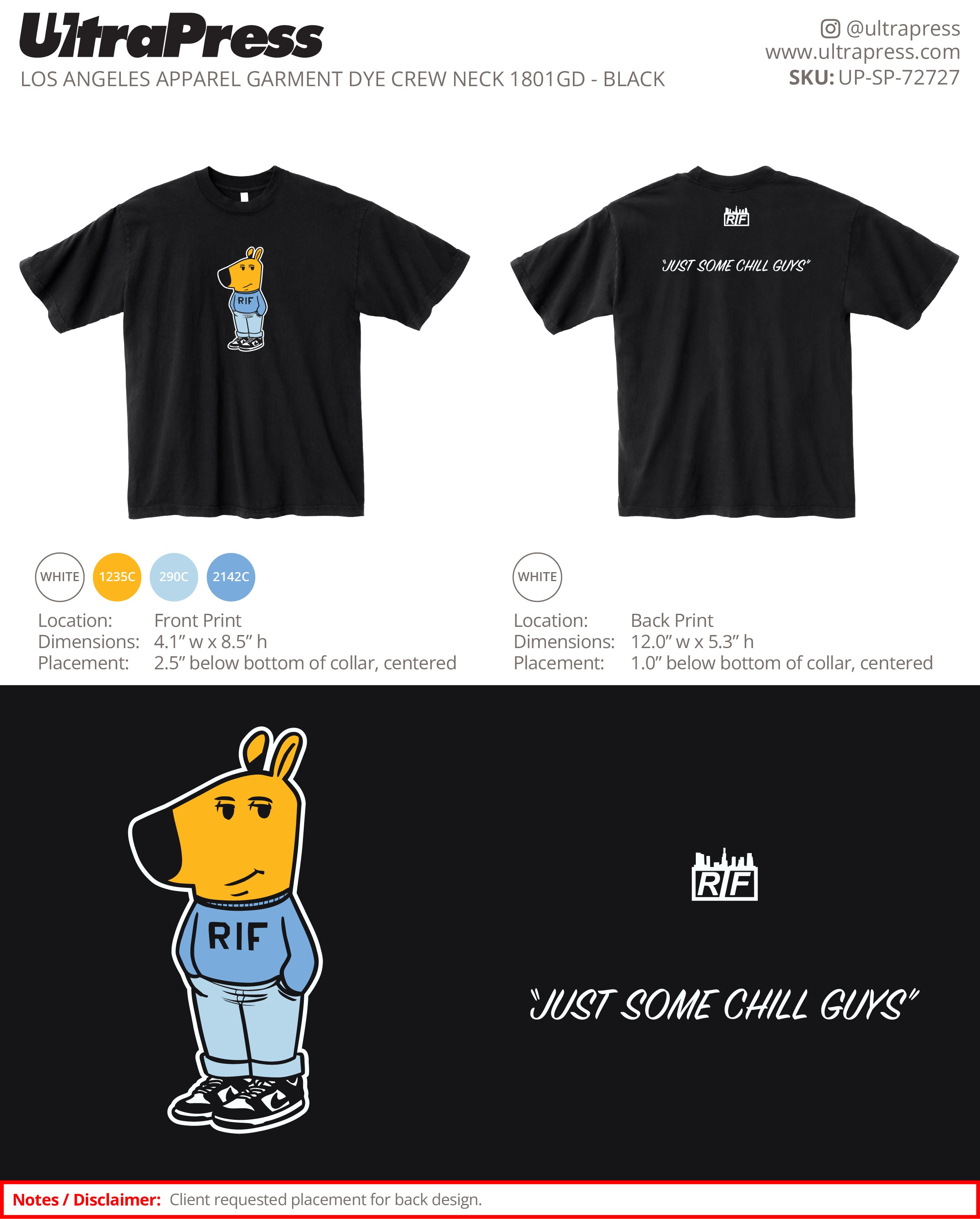 UP-SP-72727 RIF.LA Cool Guy Tee 72 Min Qty (Bulk - PRINT ONLY)