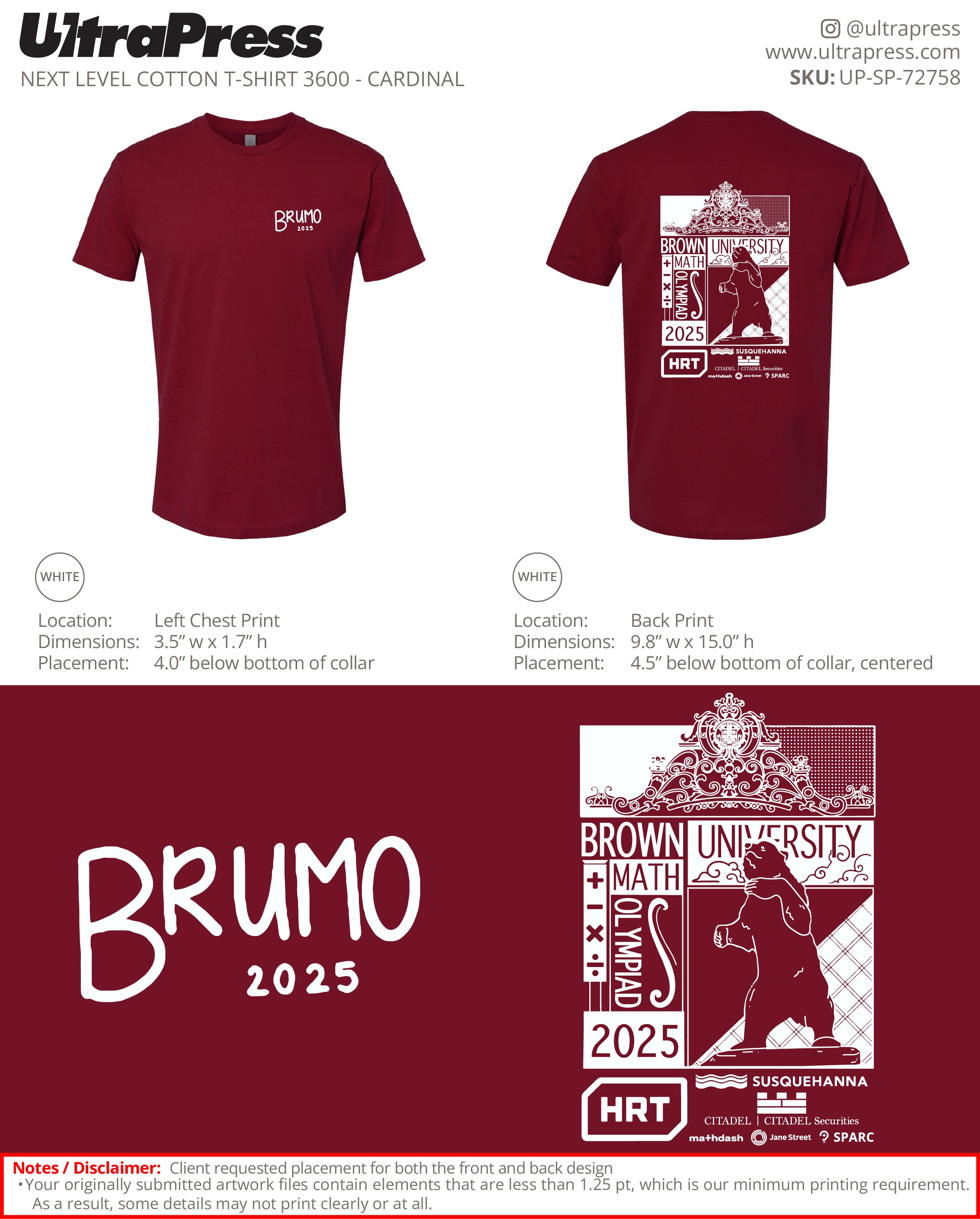 UP-SP-72758 BrUMO Cardinal Red Shirt 100 Min Qty (Bulk)