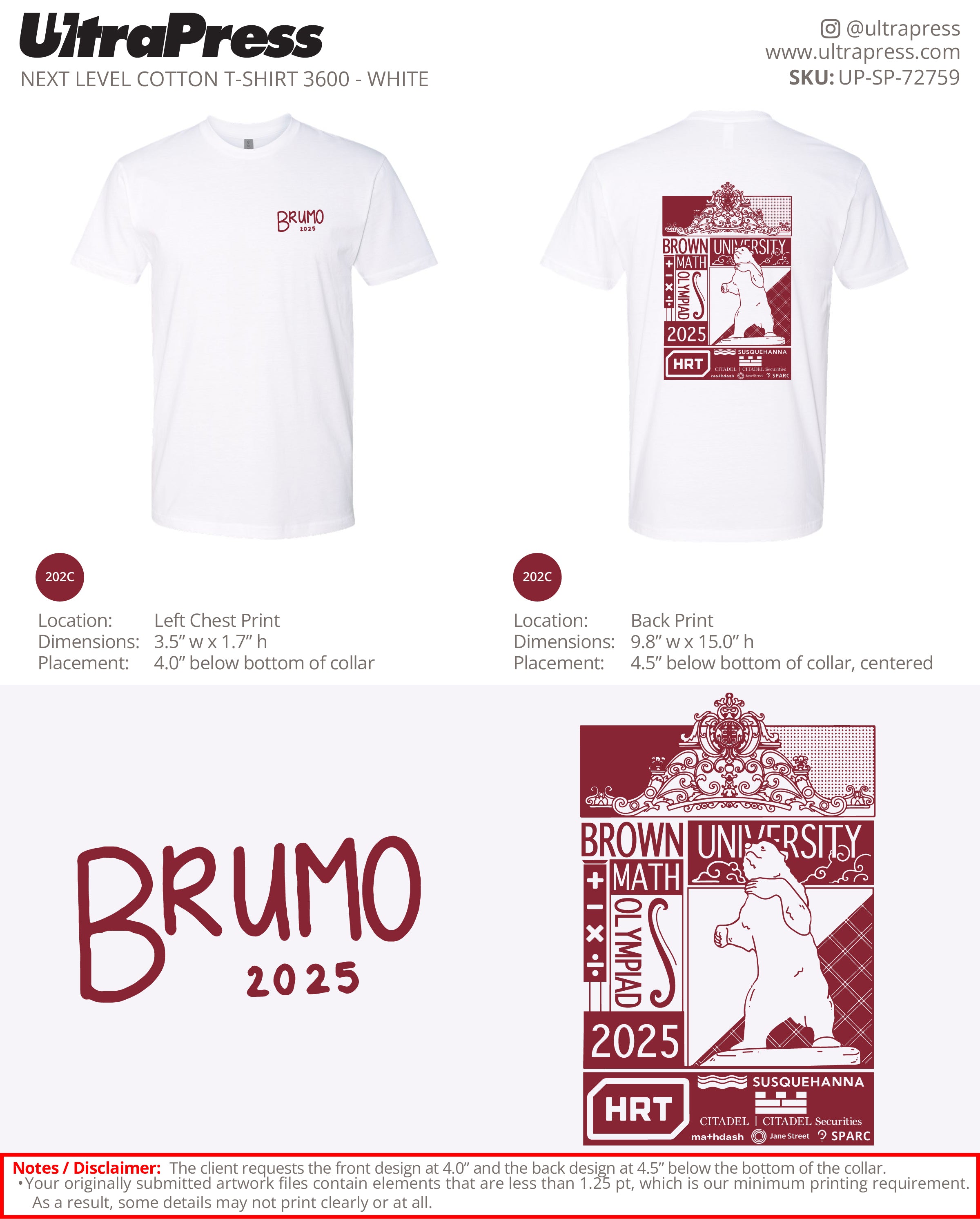 UP-SP-72759 BrUMO White Shirt 100 Min Qty (Bulk)